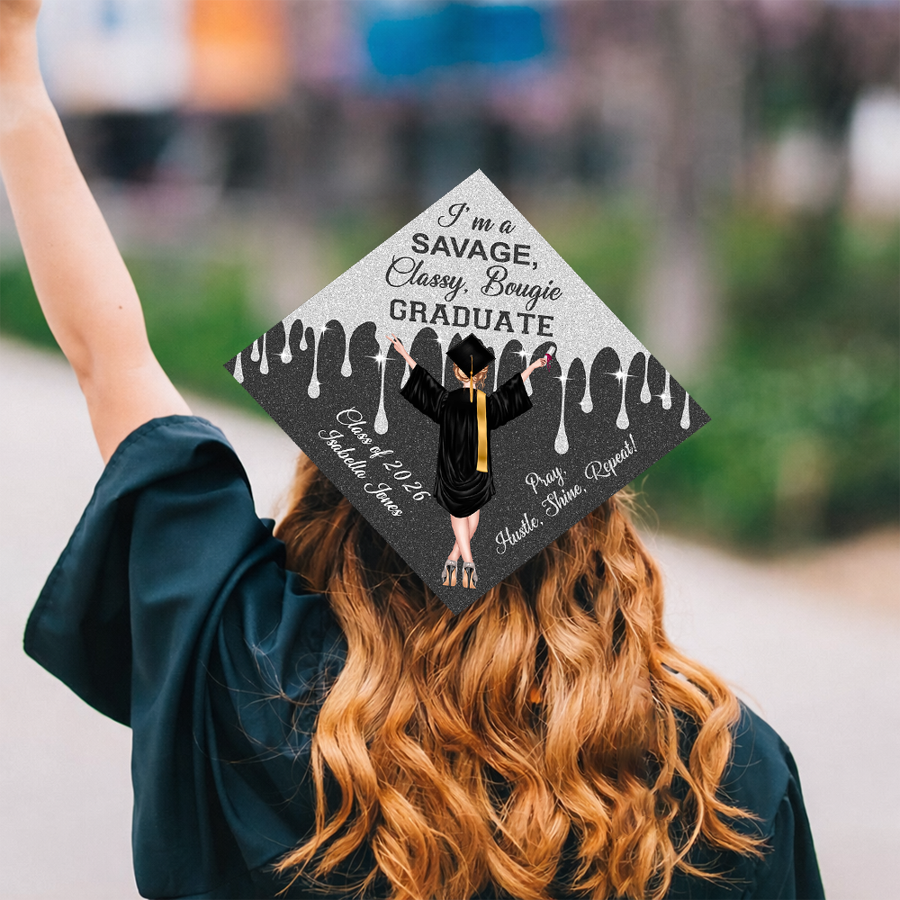 Personalized I Am A Savage, Classy, Bougie Graduation Cap Topper HO82 901524