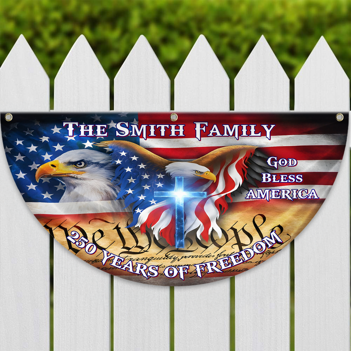250 Years God Bless America Flag, Patriotic 1776-2026 Freedom Non-Pleated Fan Flag HA75 920136