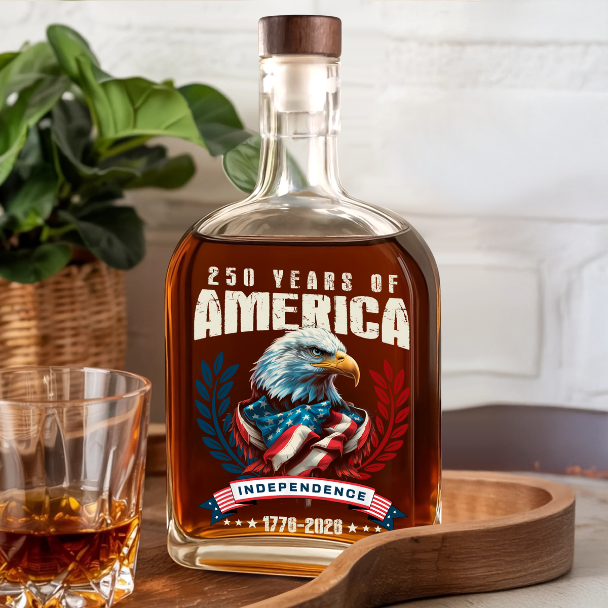 America 250 Years Eagle Independence Day Patriotic Whiskey Bottle LM32 895259