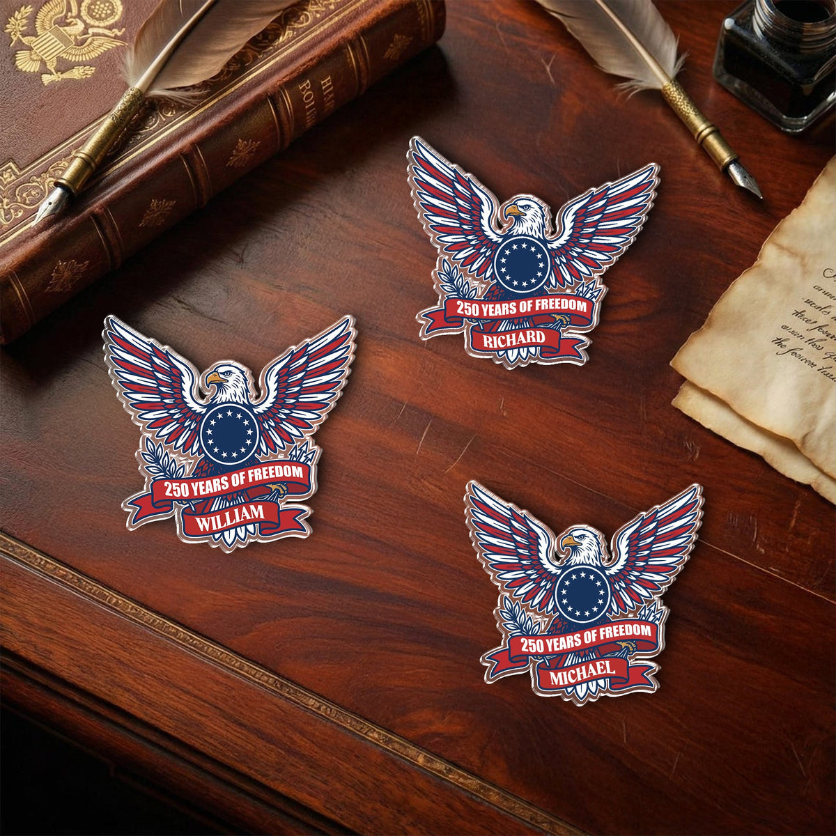 Eagle USA 250th Anniversary 1776-2026 Semiquincentennial Patriotic Acrylic Pin HO82 901802
