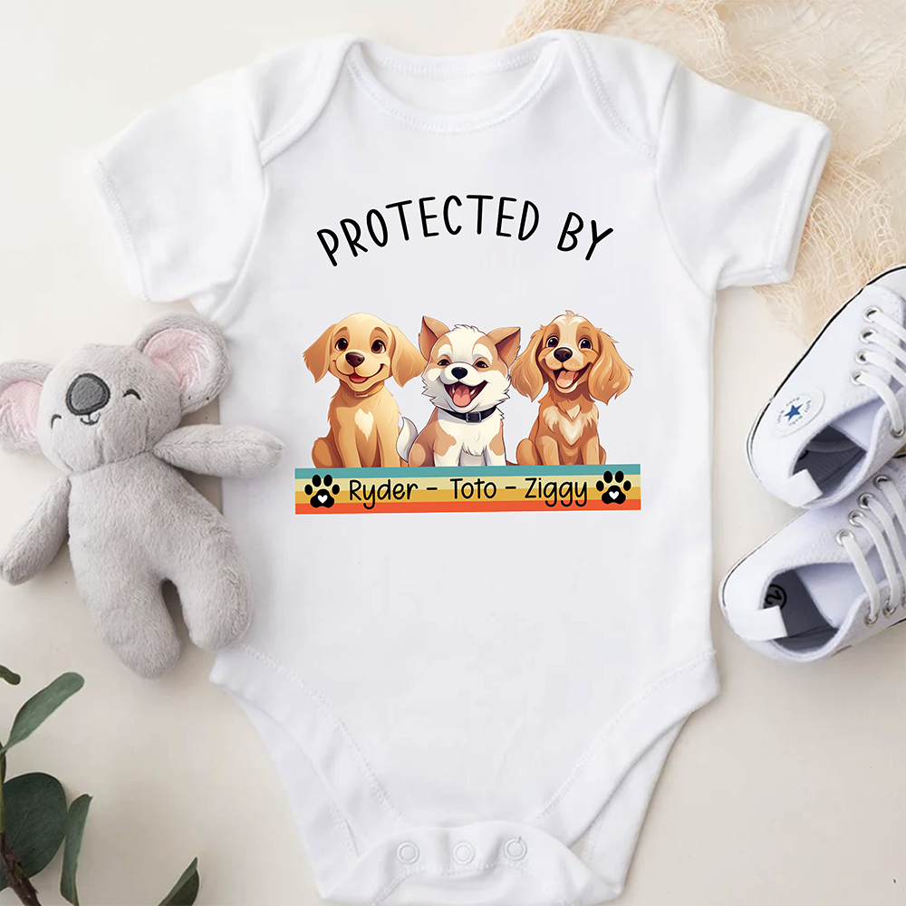 Personalized Portrait Protected By Cute Dog Baby Onesie Baby Shirt LM32 893271