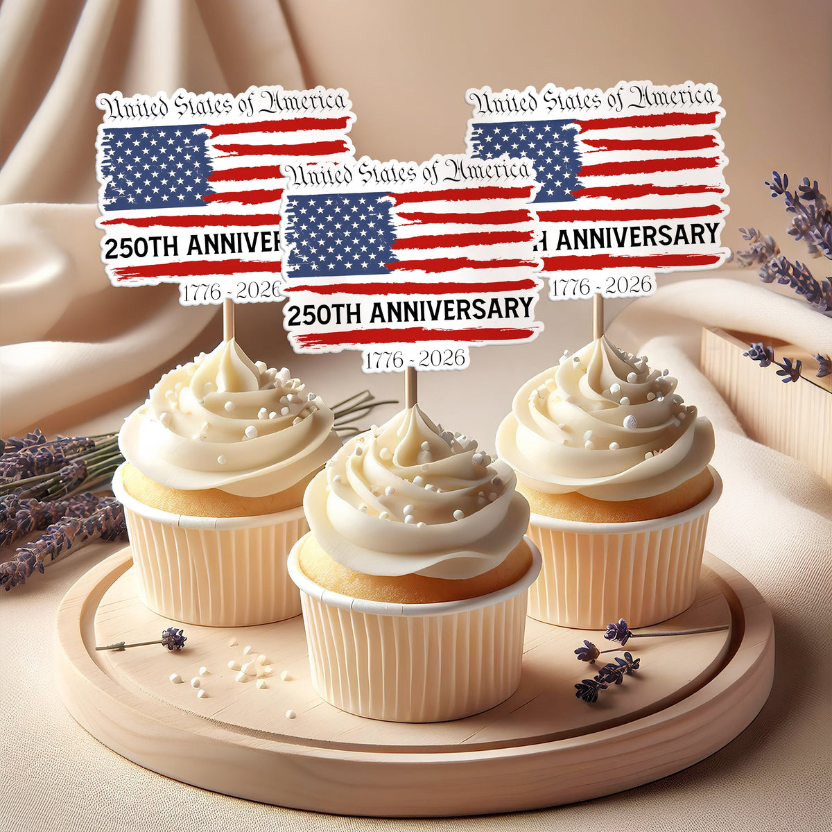 USA 250th Anniversary 1776–2026 Cupcake Topper HA75 898838