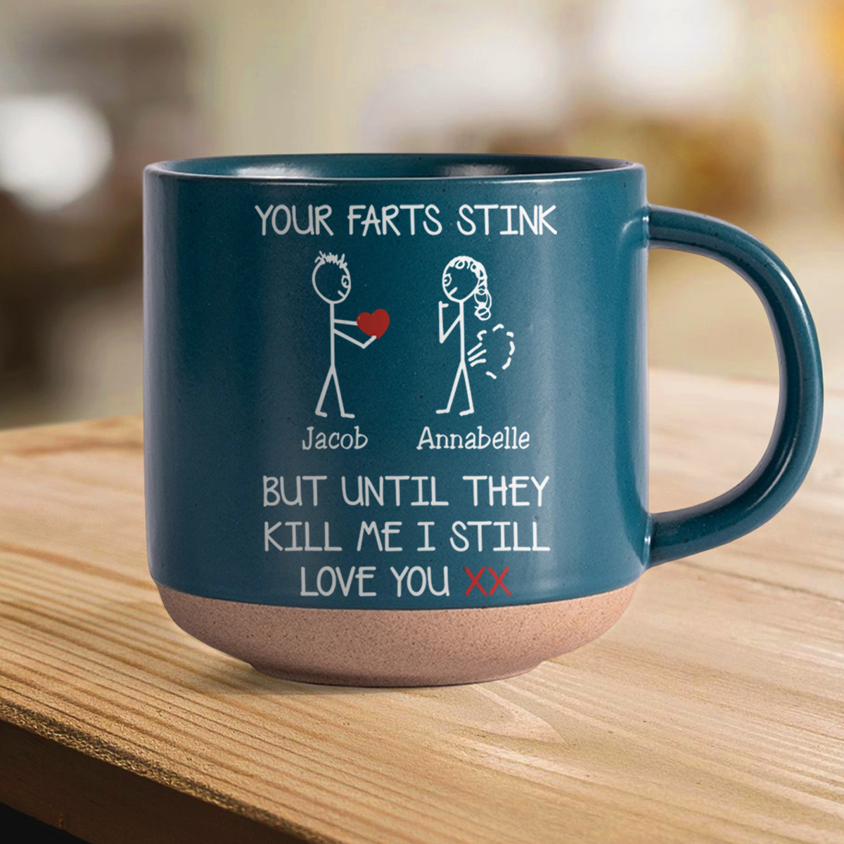 Custom Name Your Farts Stink Pottery Mug, Funny Valentines Gift For Her HO82 901182