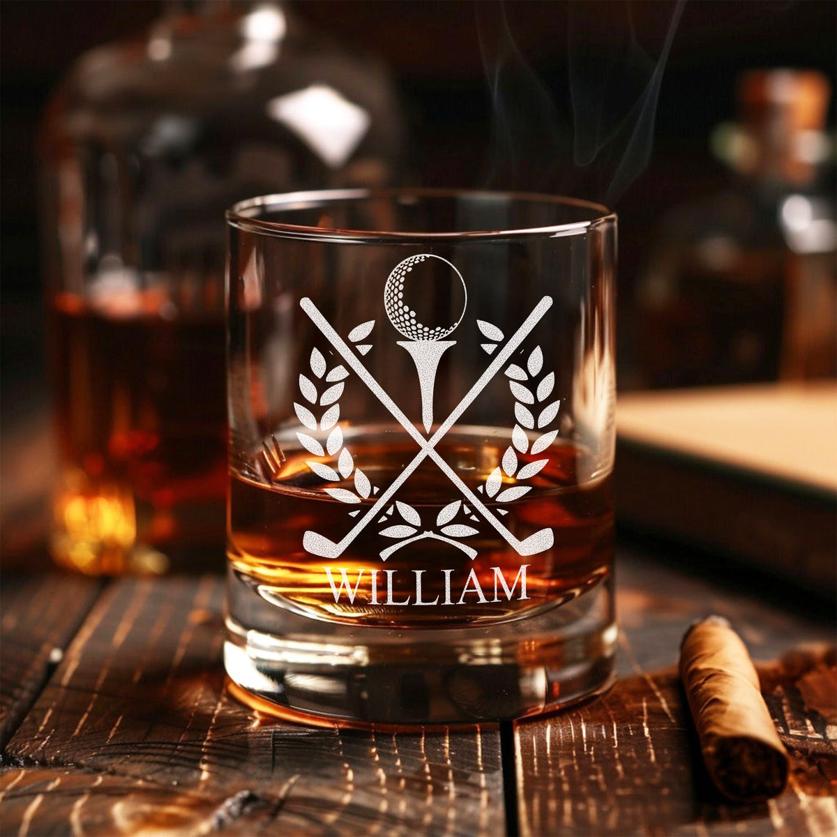 Personalized Father's Day Gift Golf, Best Dad By Par Engraved Whiskey Glass HO82 900906