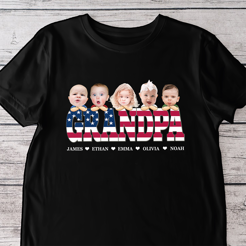 Custom Funny Face American Flag Daddy Family Shirt For Father's Day LM32 893541