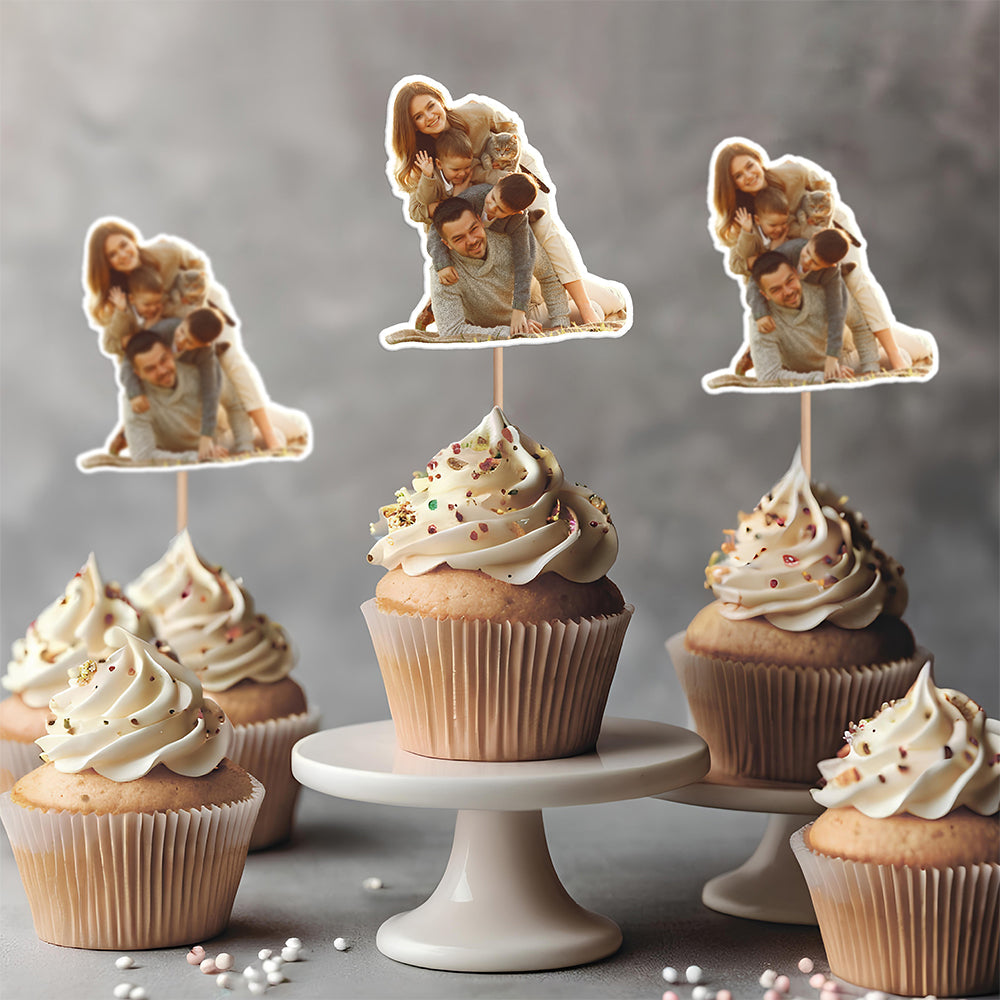 Custom Photo Family With Dog Cat Cupcake Toppers HO82 893640
