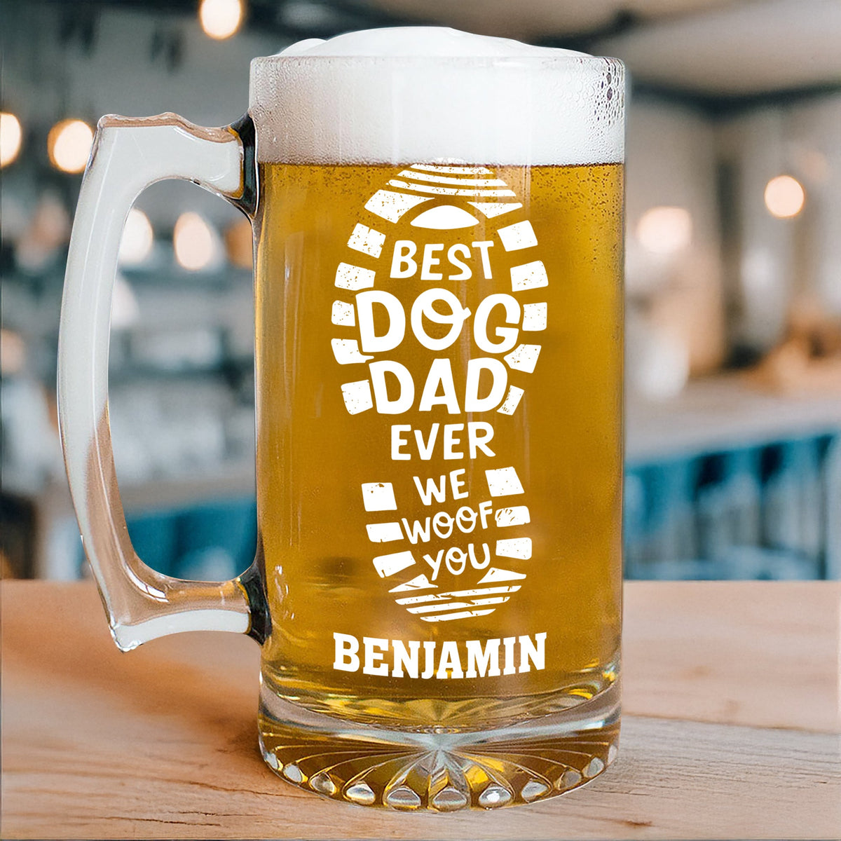 Custom Photo Best Dog Dad Ever Glass Beer Mug Personalized Gift For Dog Dad CH07 895474