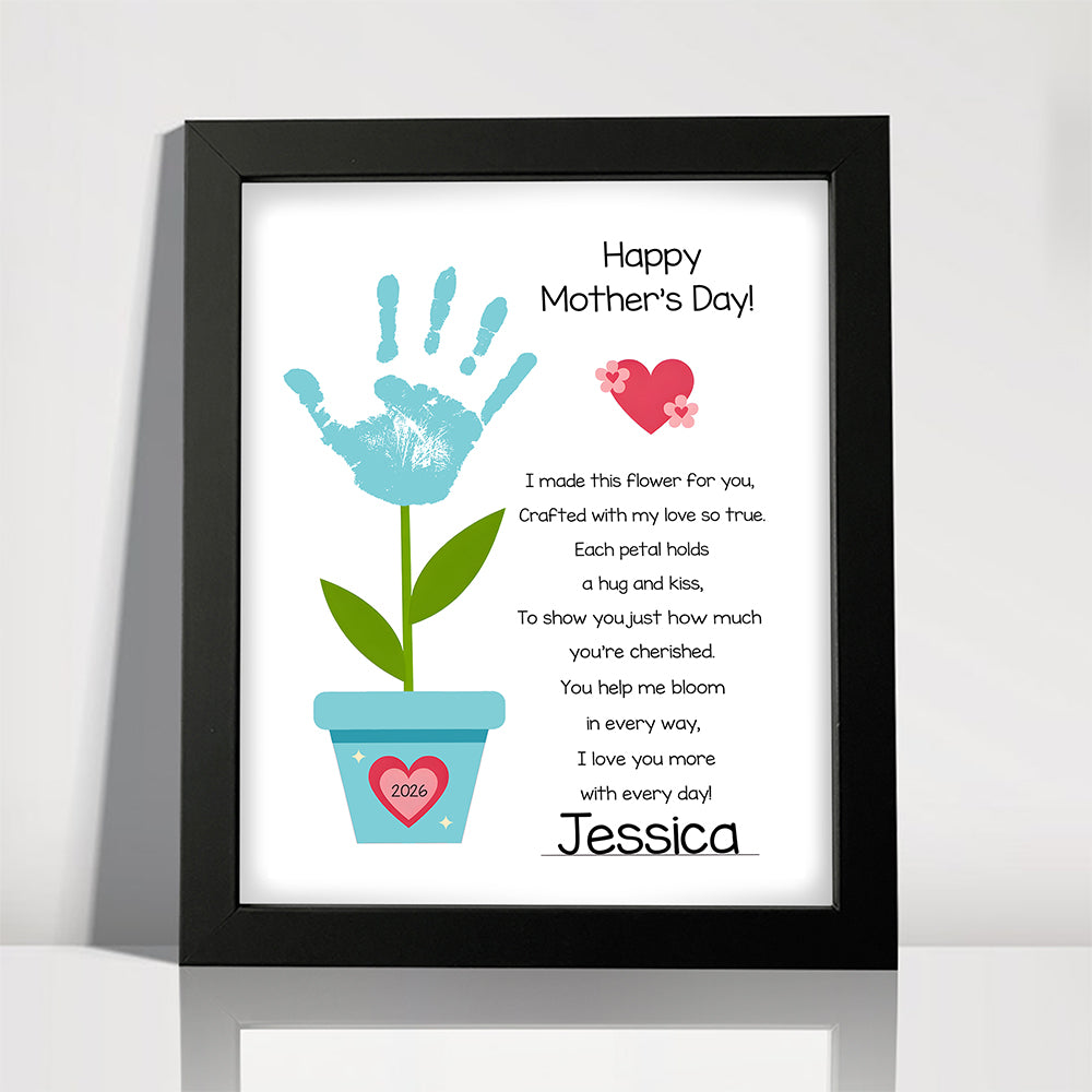 Personalized Happy Mother’s Day Handprint Flower Keepsake Picture Frame HO82 901594