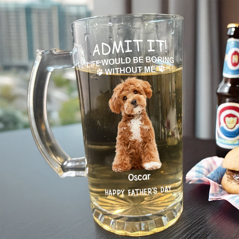 Custom Photo Life Would Be Boring Without Me Dog Cat Print Glass Beer Mug HA75 892090