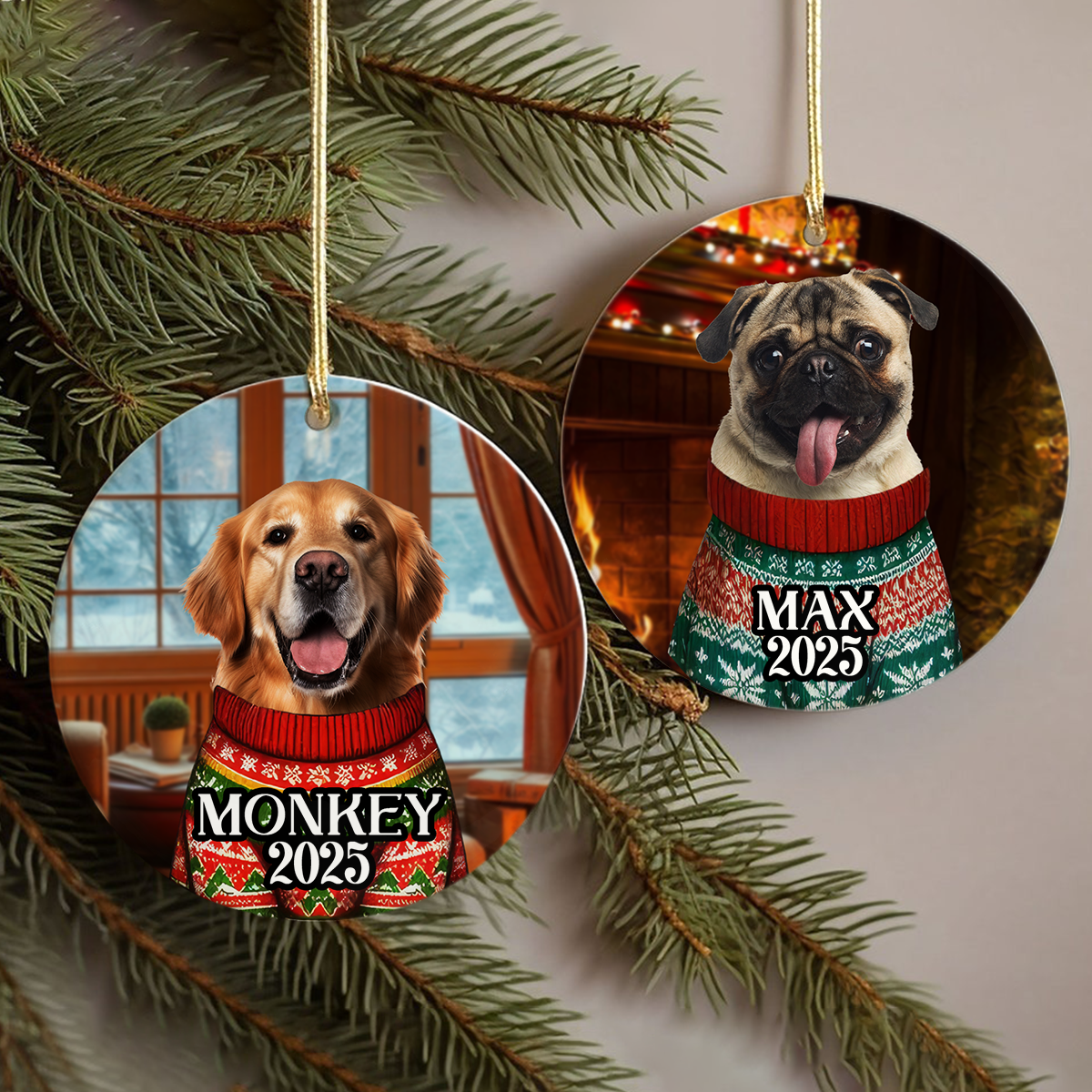 Custom Cute Dog Photo Christmas Ornament Gift For Dog Lover CH07 896804