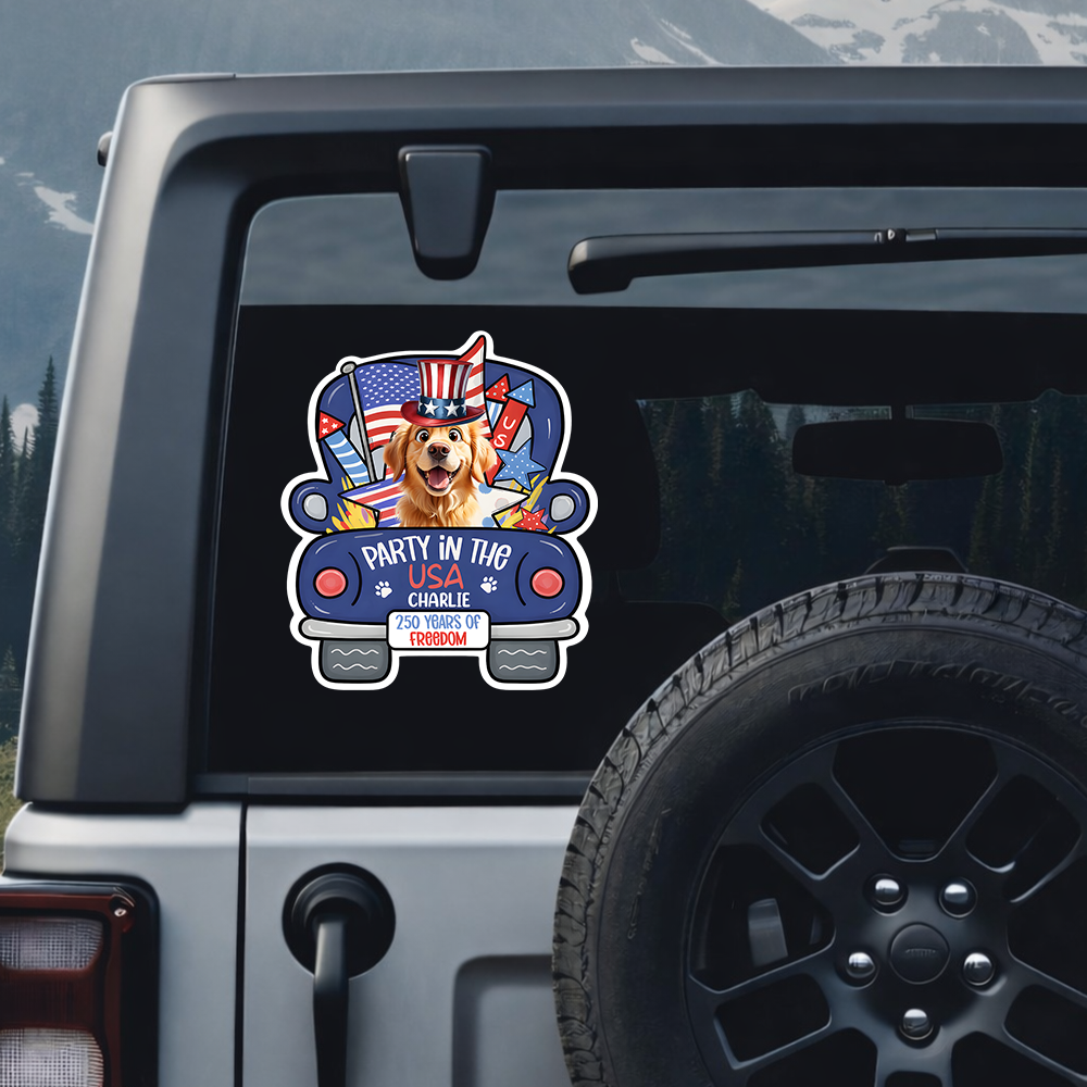 Personalized Pawty In The USA 250 Years Of Freedom Car Window Decal Sticker TH10 169435