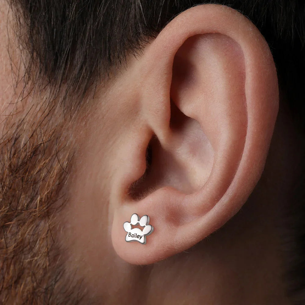 Personalized Paw Print Engraved Stud Earrings - Birthday Gift, Memorial Gift For Pet Lovers LM32 897473