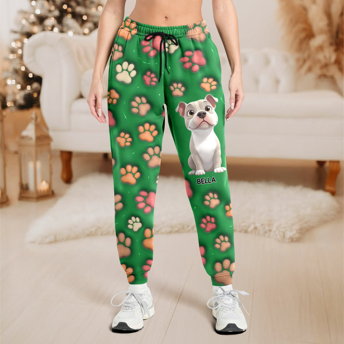 Personalized Dog With Paw 3D Effect Sweatpants For Christmas TH10 896623