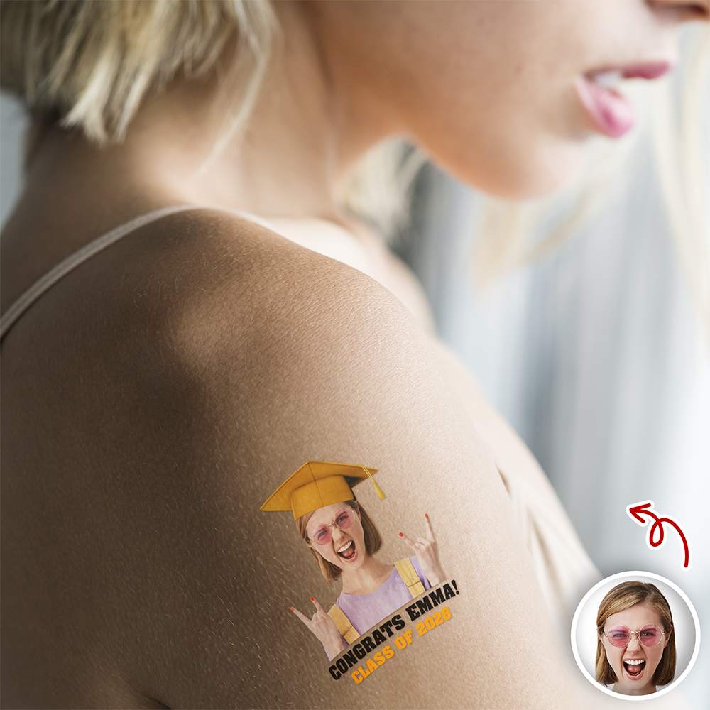 Custom Photo Personalized Congrats Class Of 2026 Tattoos Graduation Day Party Decor HA75 920440