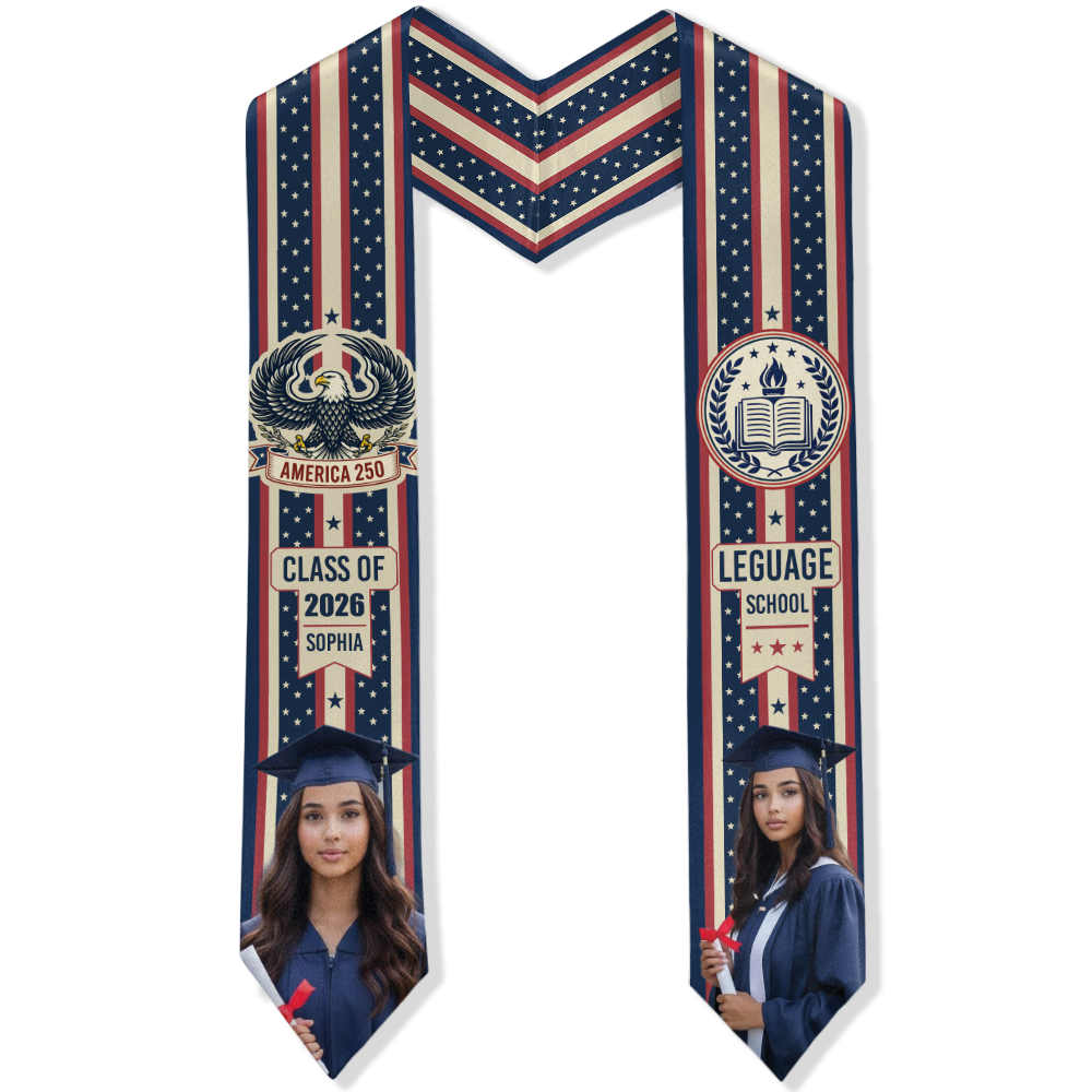 Custom Photo American 250 Senior Graduation Stole LM32 897877