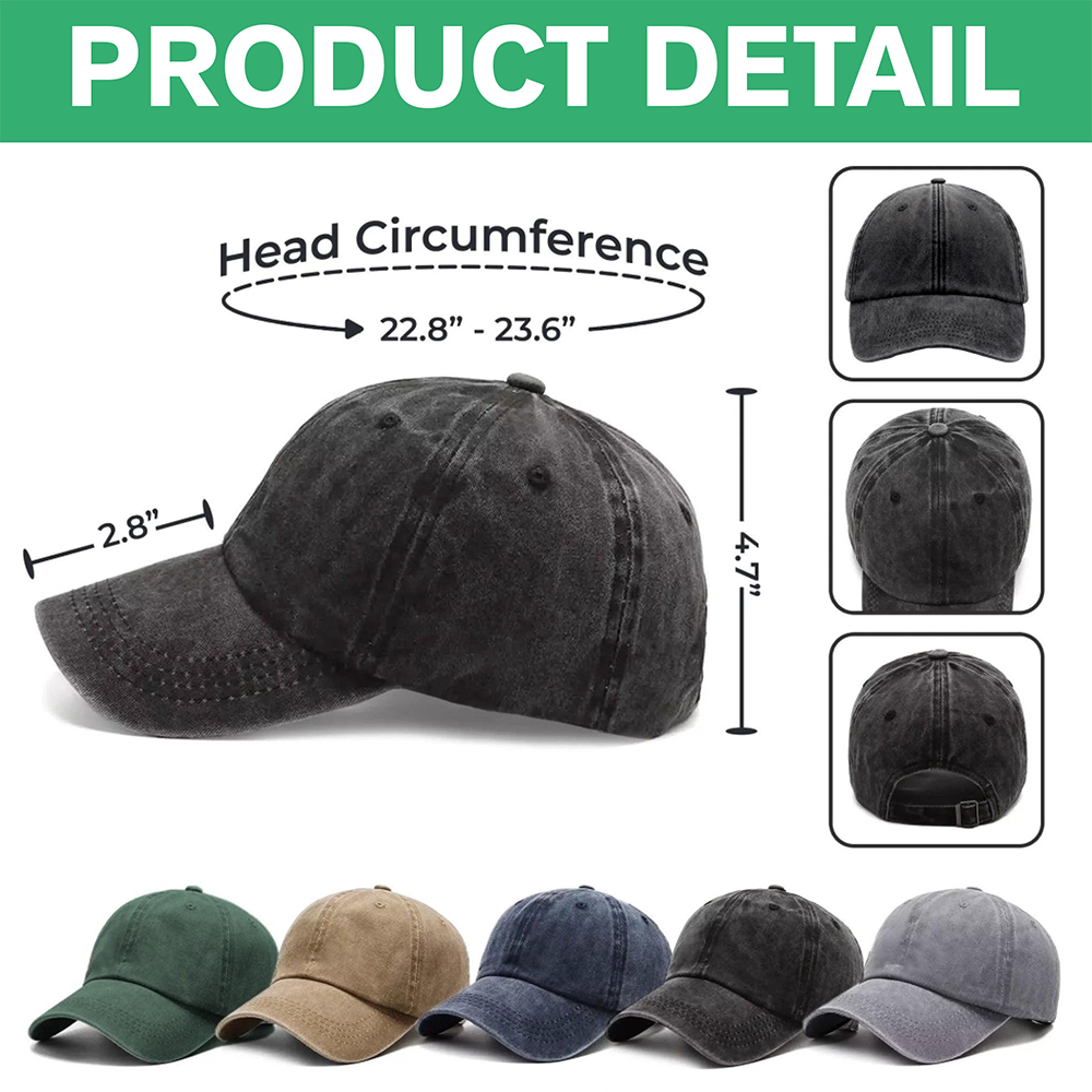 Custom Photo Kid Dad Washed Denim Baseball Cap HA75 892504