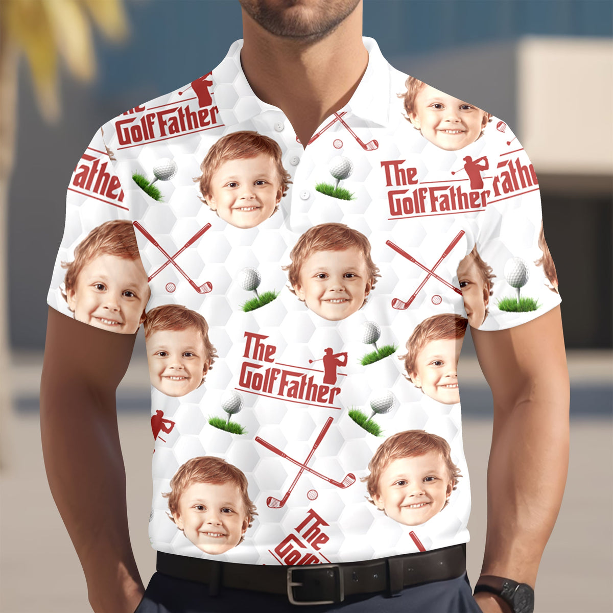Custom Funny Face The Golf Father Polo Shirt Gift For Golfer, Golf Lovers CH07 899800