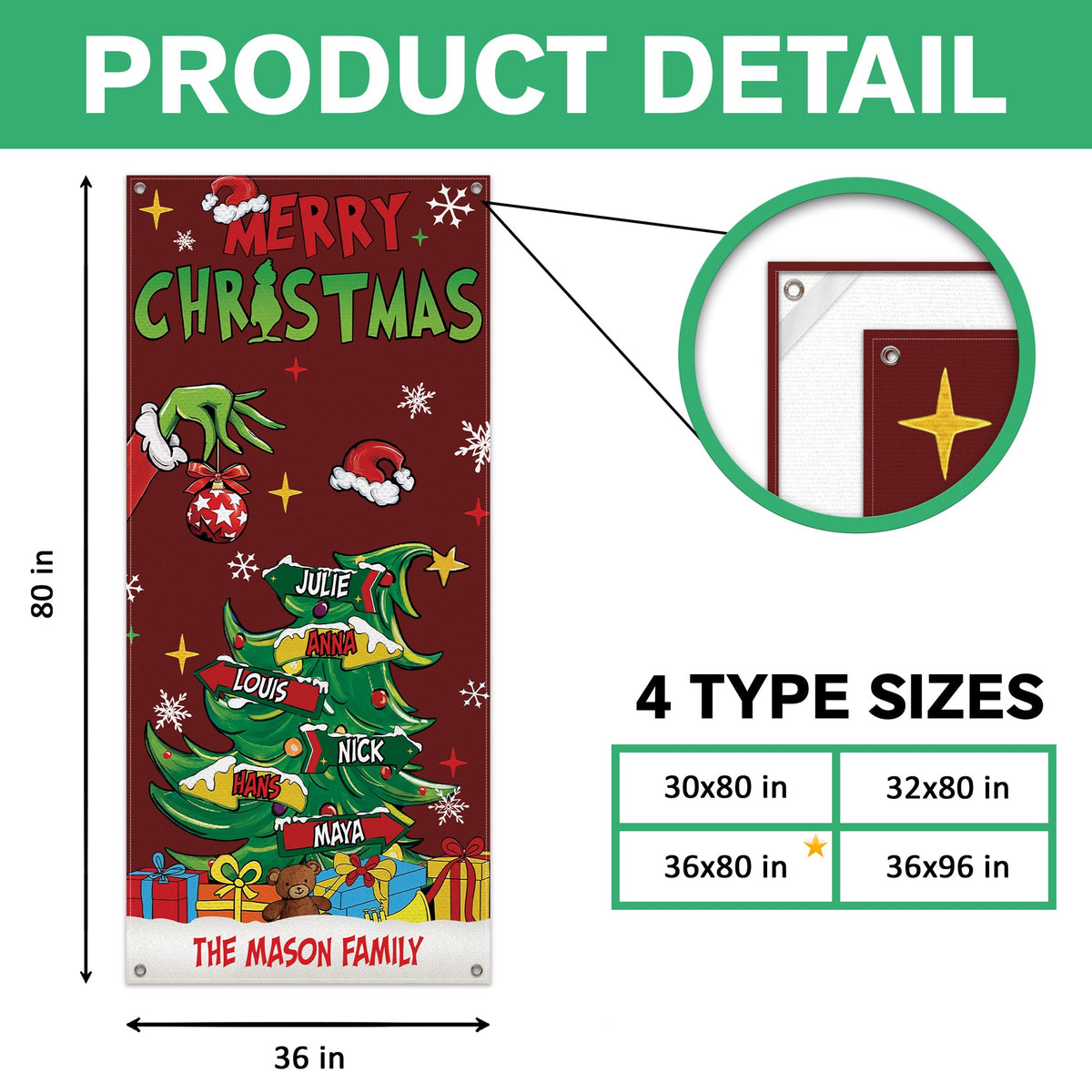 Custom Family Name Merry Grinchmas Door Cover CH07 899968