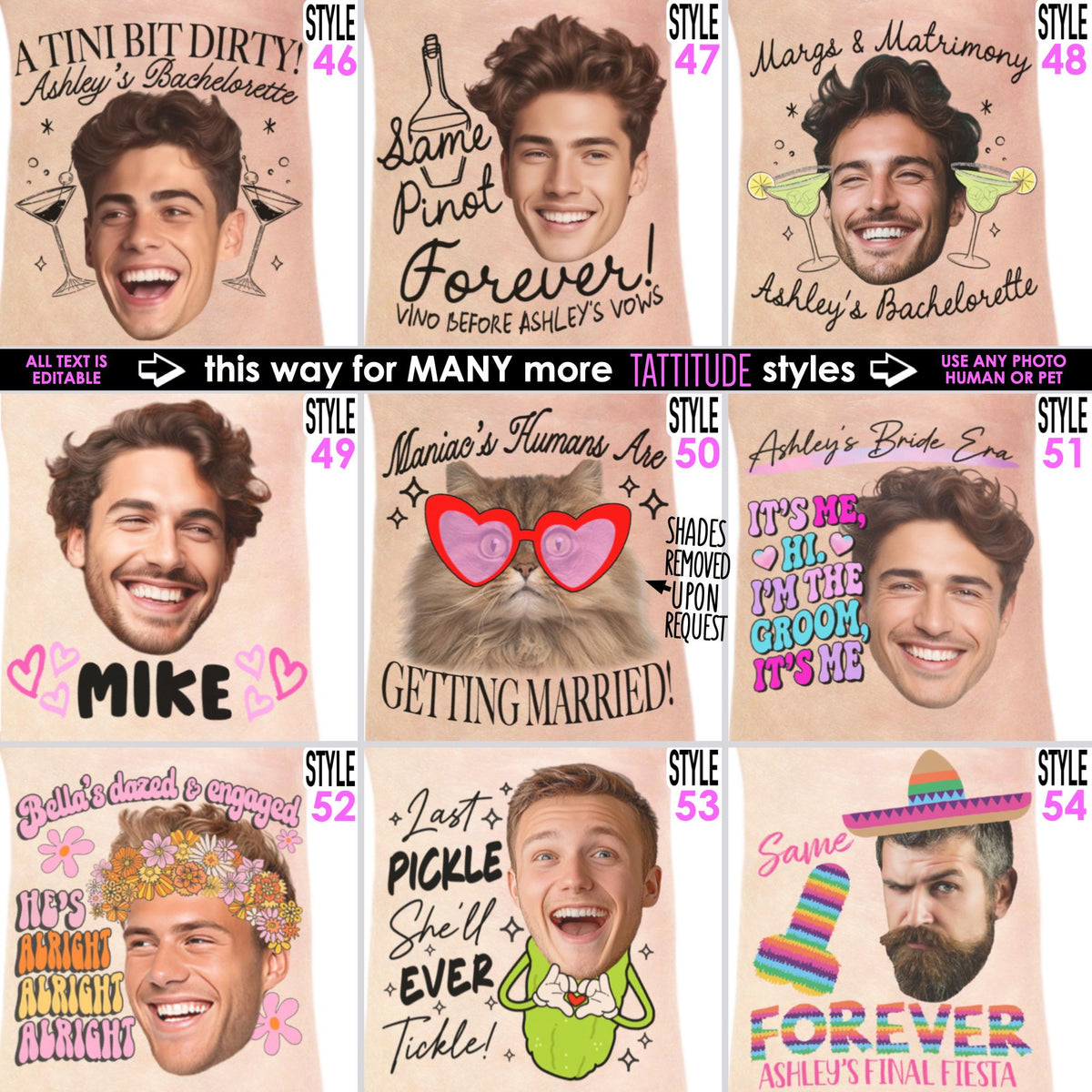 Custom Funny Photo Bachelorette, Birthday Party Tattoos Favors LM32 897663