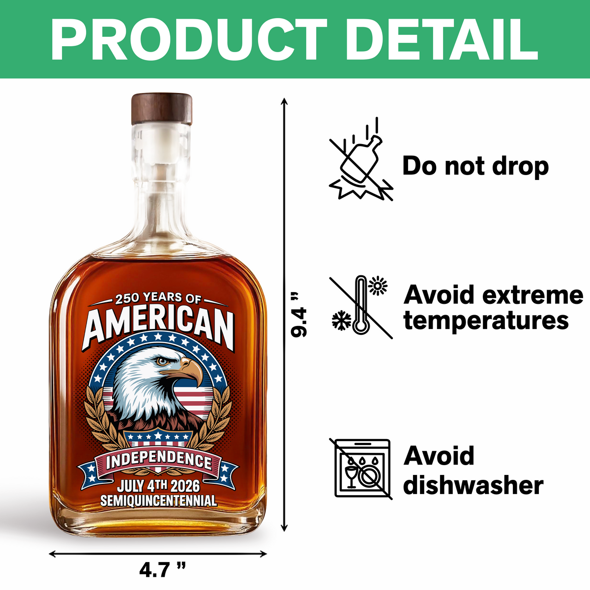 American 250 Years Independence Eagle - July 4th 2026 Whiskey Bottle LM32 895251