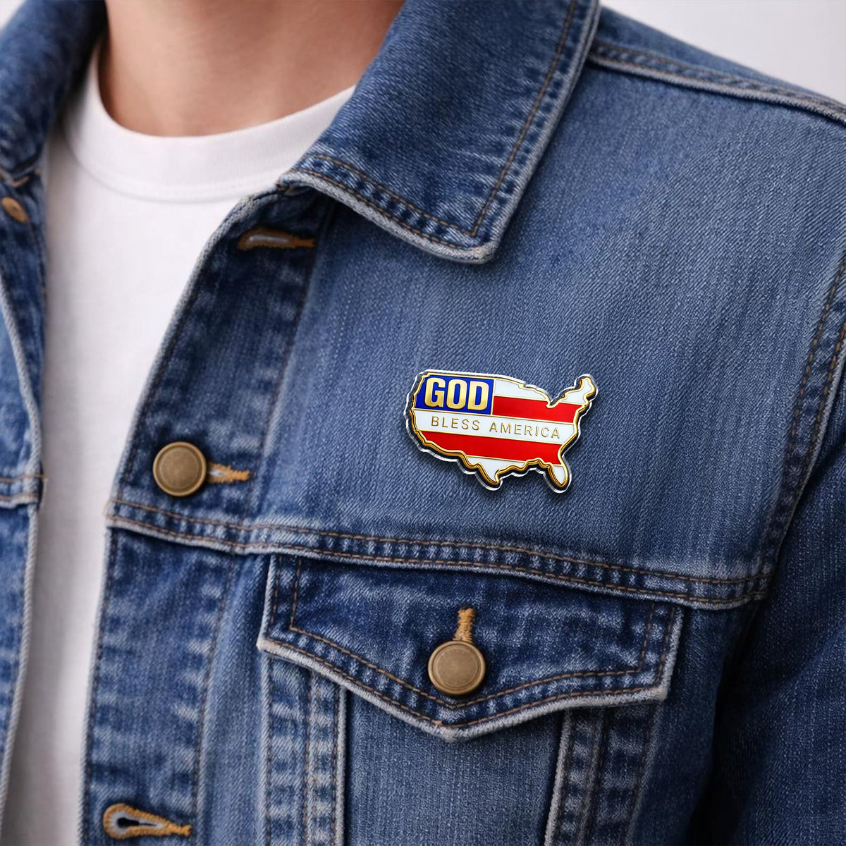 God Bless America - USA Flag Acrylic Pin HA75 920962