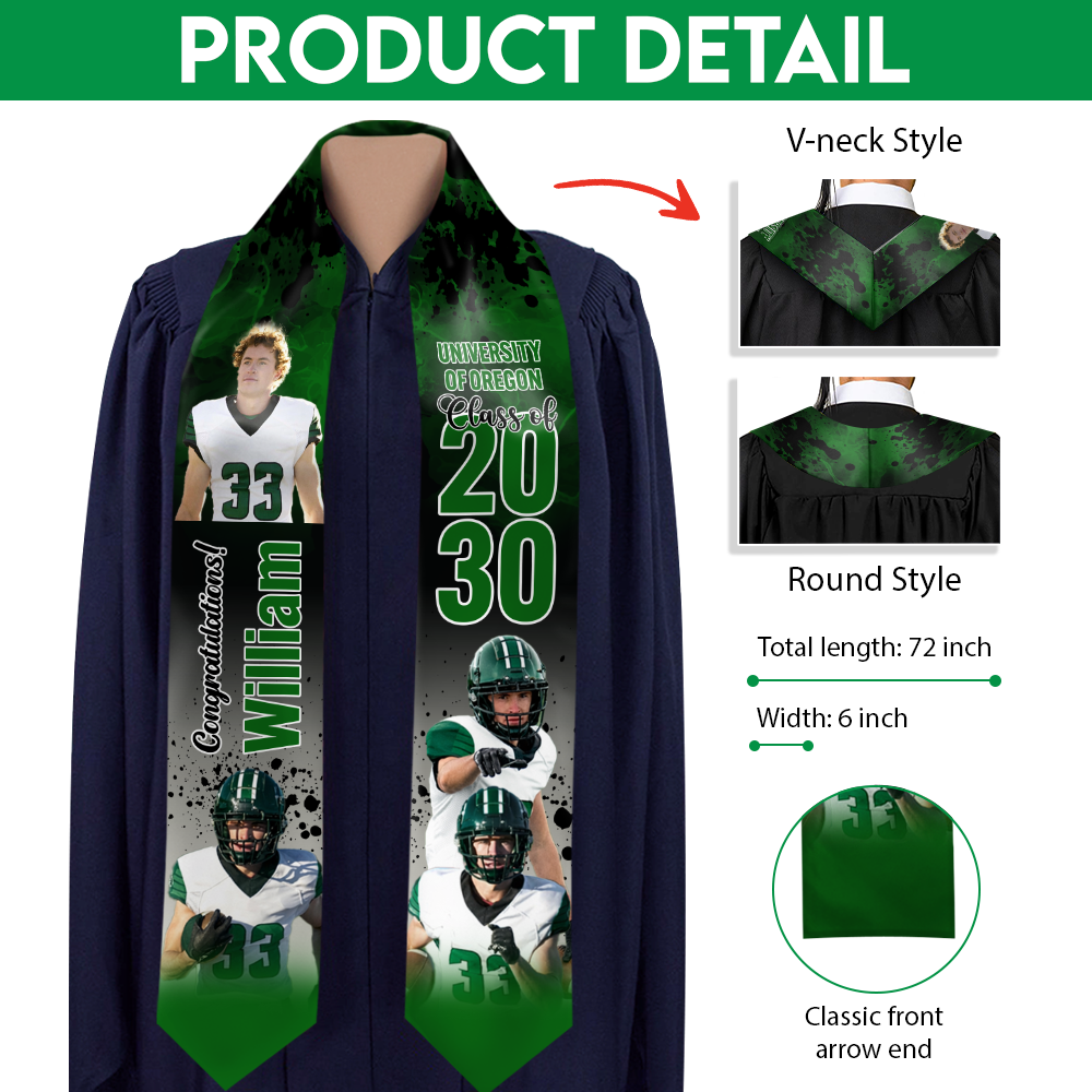 Custom Photo Class of 2026 Graduation Stole Football Graduation Sash CH07 910178