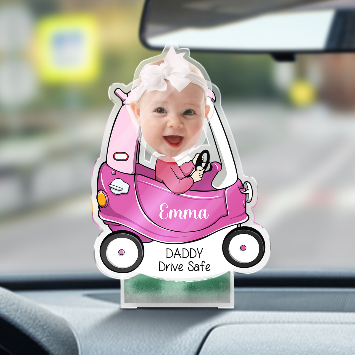 Custom Photo Father's Day Gift, Kids Face Bobblehead Gift for Dad, Drive Safe Daddy, Gift for New Dad Shaking Head Standee HO82 893830