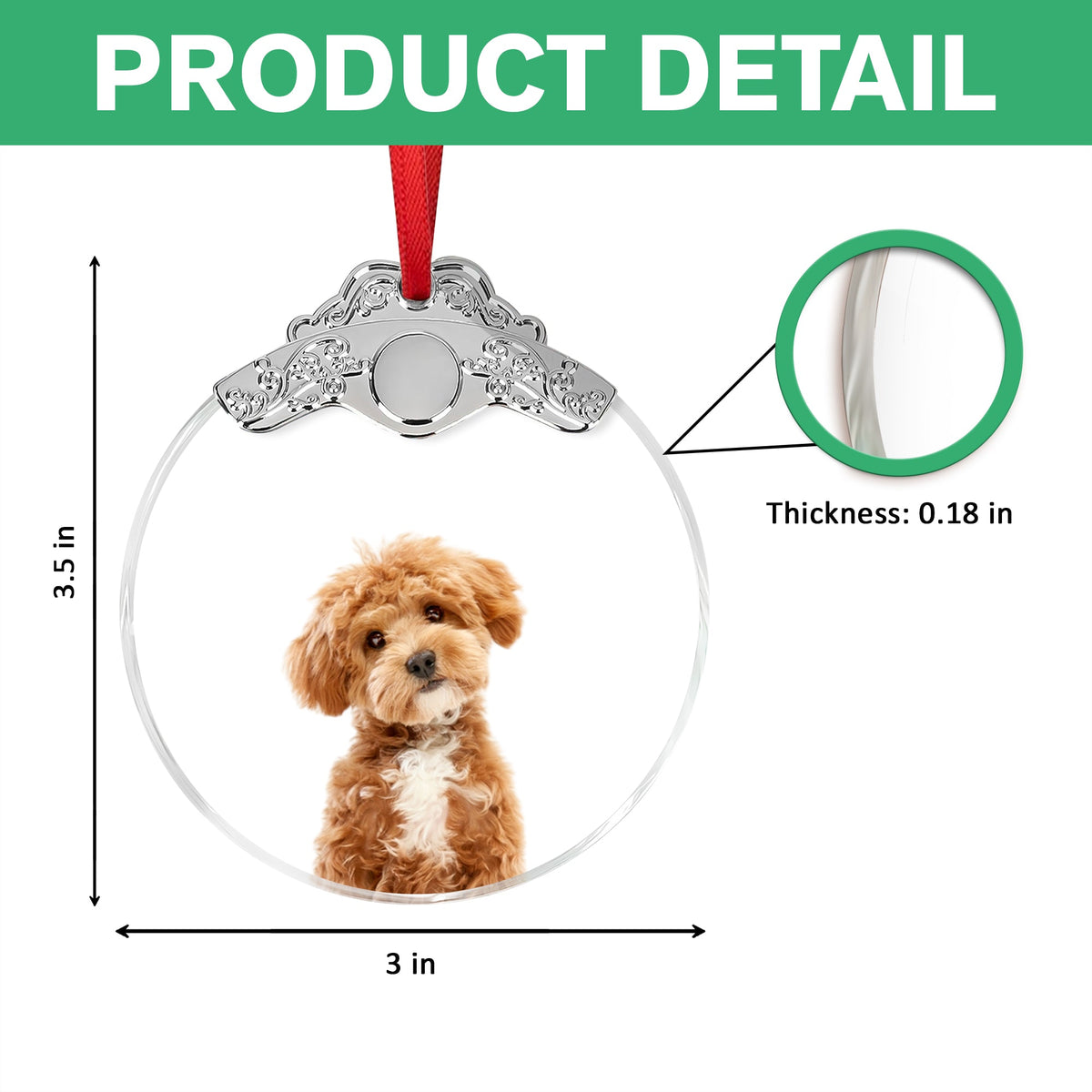 Custom Photo Dog Metal Top Glass Ornament For Christmas TH10 894881