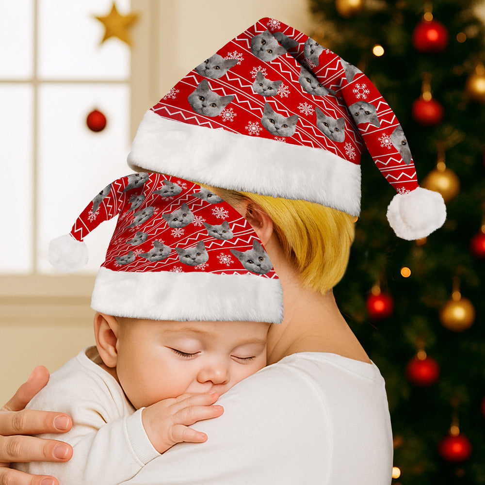 Custom Funny Cat Face Christmas Unique Santa Hat For Cat Lovers LM32 895343