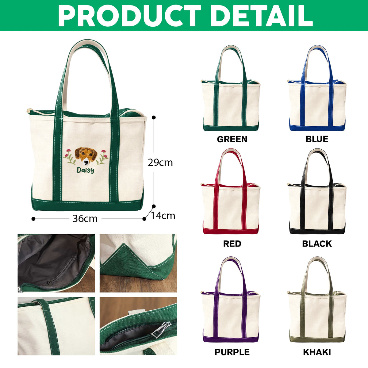 Custom Pet With Birth Month Flower Embroidered Monogram Beach Bag HO82 894240