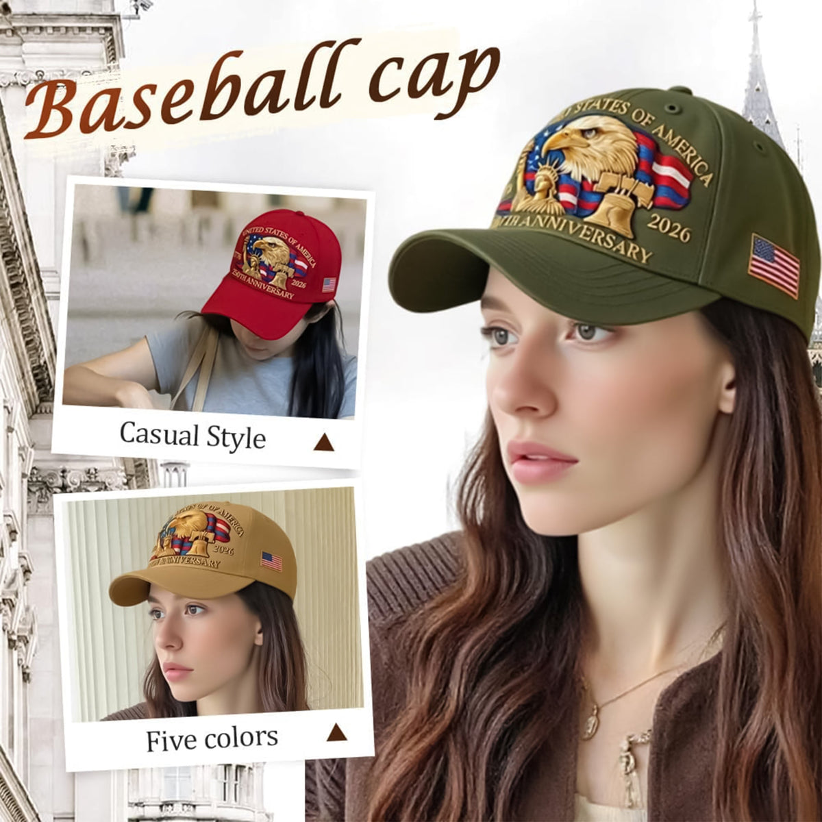 Bald Eagle United States Of America 250th Anniversary Embroidered Cap LM32 897757