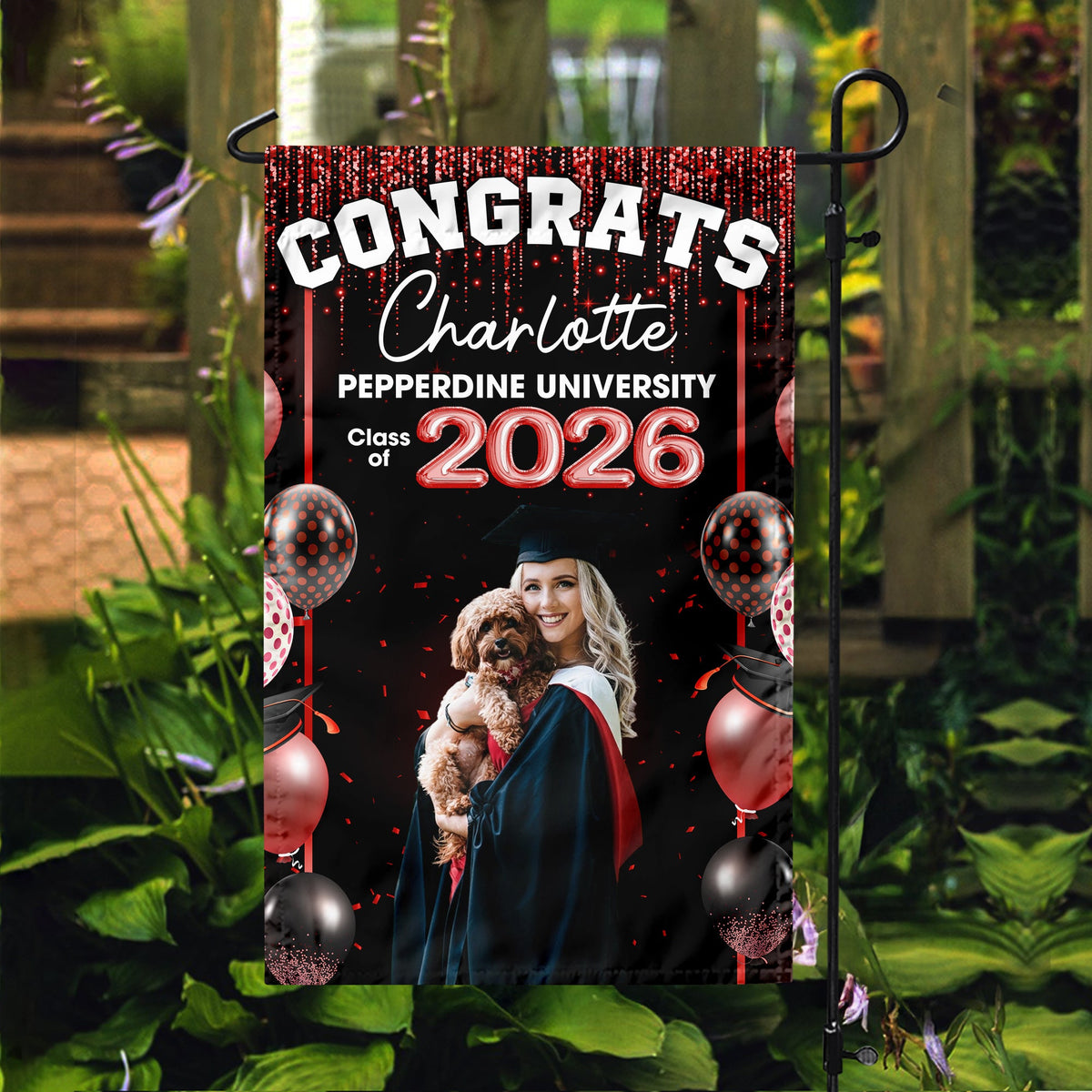 Congrats Class of 2026 Custom Photo And Name Graduation Party Garden Flag CH07 910862