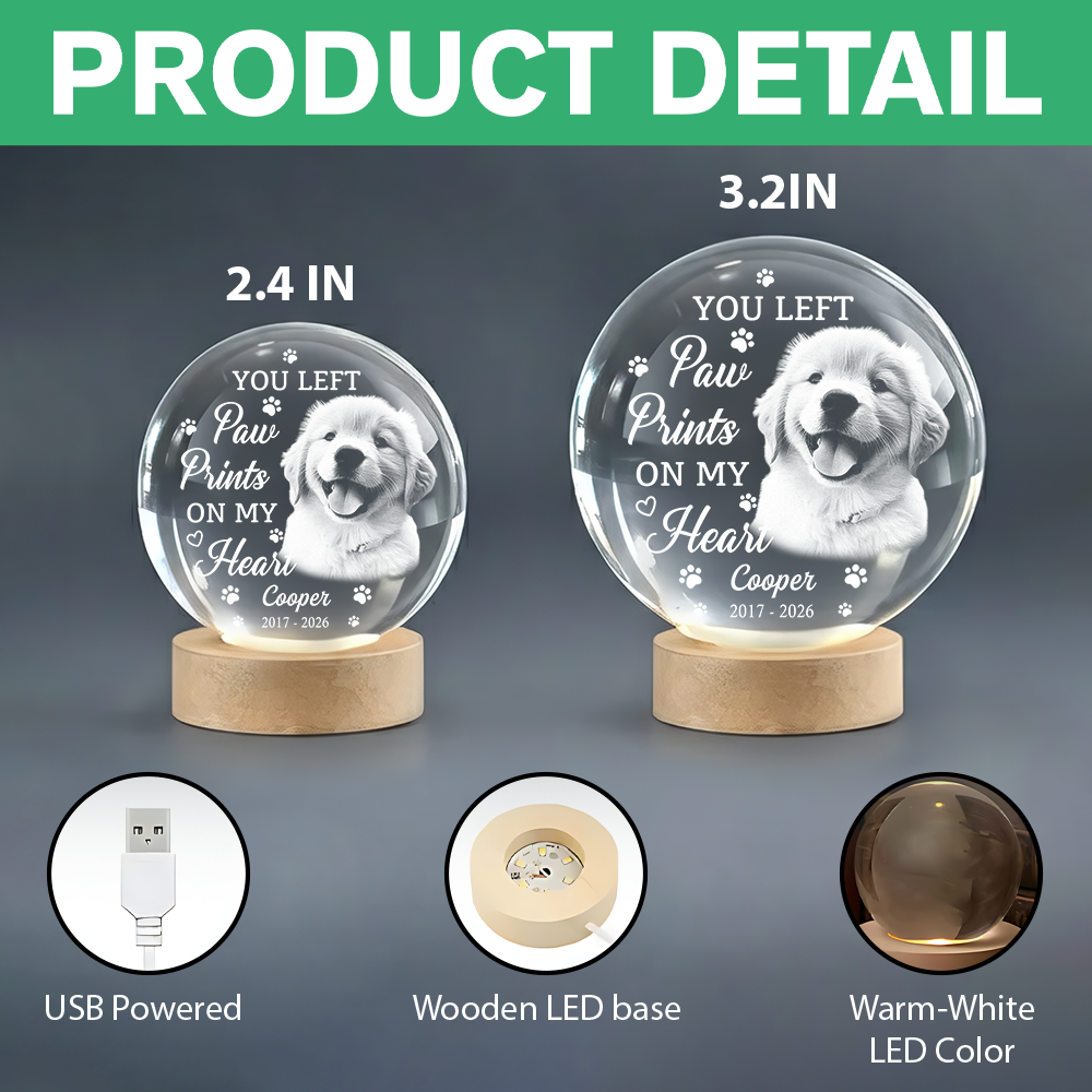 Custom Photo Memorial Once By My Side Forever In My Heart Engraved Crystal Ball LED Night Light HO82 901418