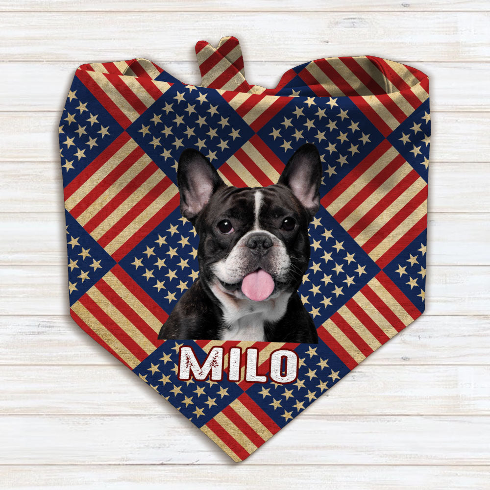Custom Dog Photo With America Flag Bandana TH10 894117
