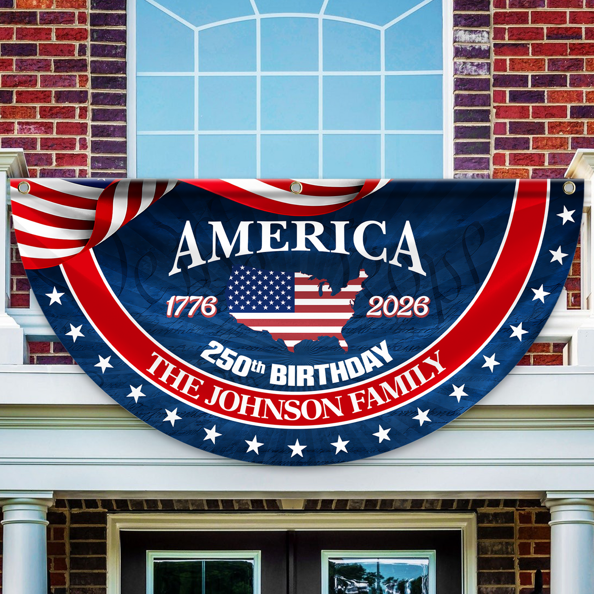 Custom Family Name America 250 Birthday 1776-2026 Non-Pleated Fan Flag HA75 920366
