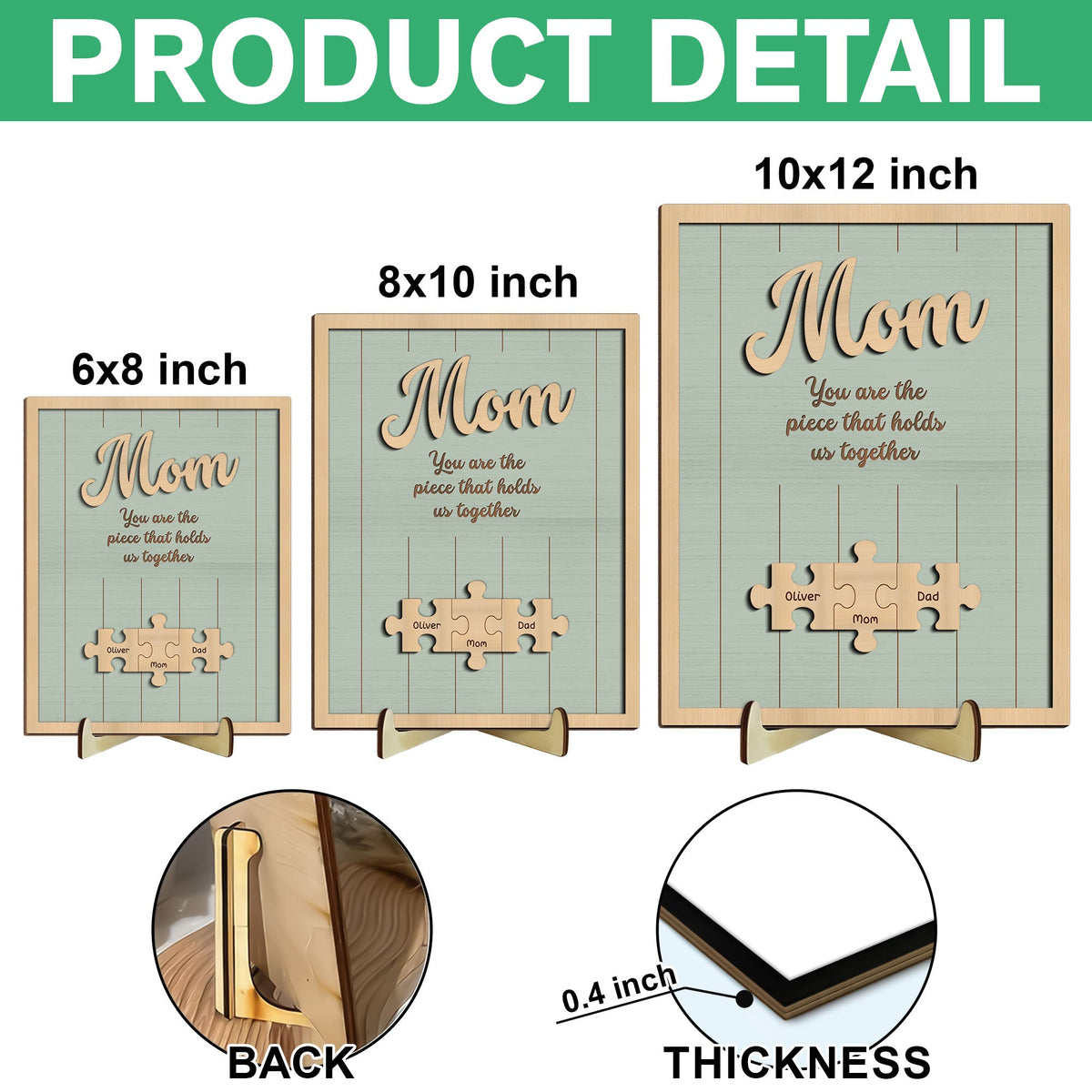 Personalized Name Mom Puzzle Sign Piece That Holds Us Together 2-Layered Wooden Plaque With Stand LM32 899263