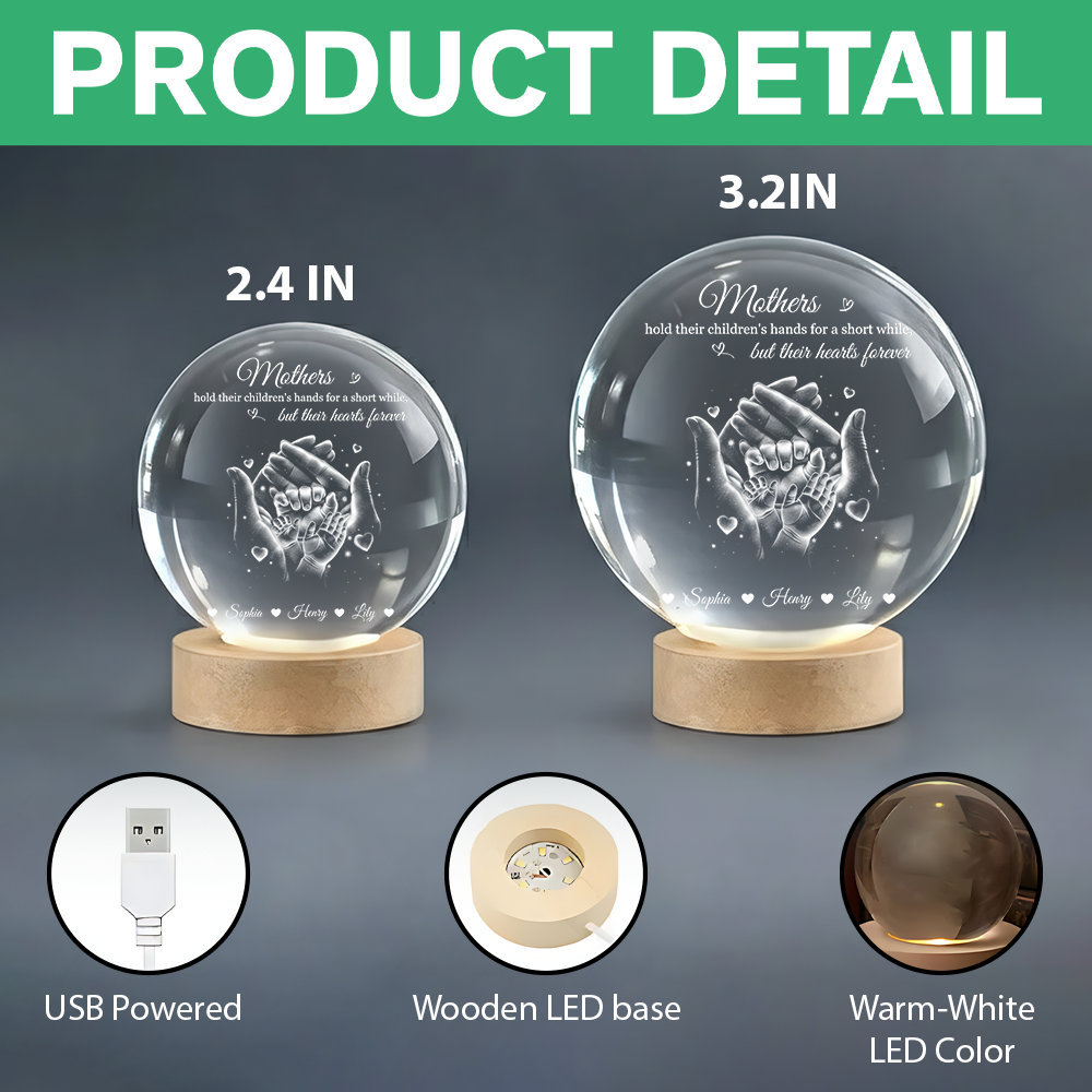 Personalized Our Family Loving Handprint Crystal Ball LED Night Light - Sentimental Gift for Mom, Dad HO82 901414
