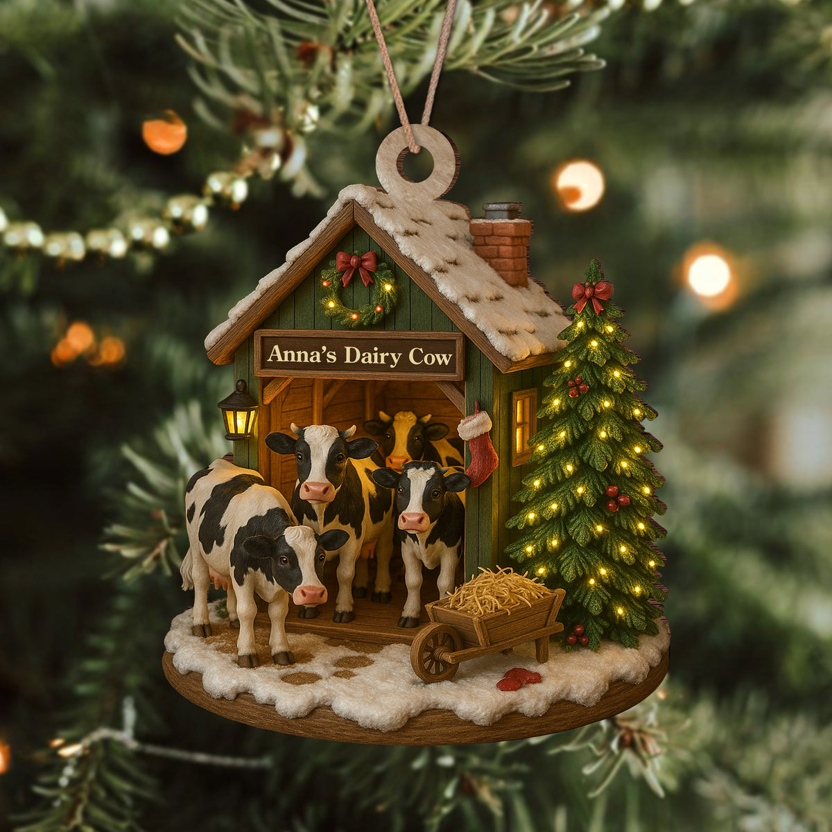 Custom Wood Ornament Gifts For Women, Men - Moo Love, Moo Christmas LM32 895553