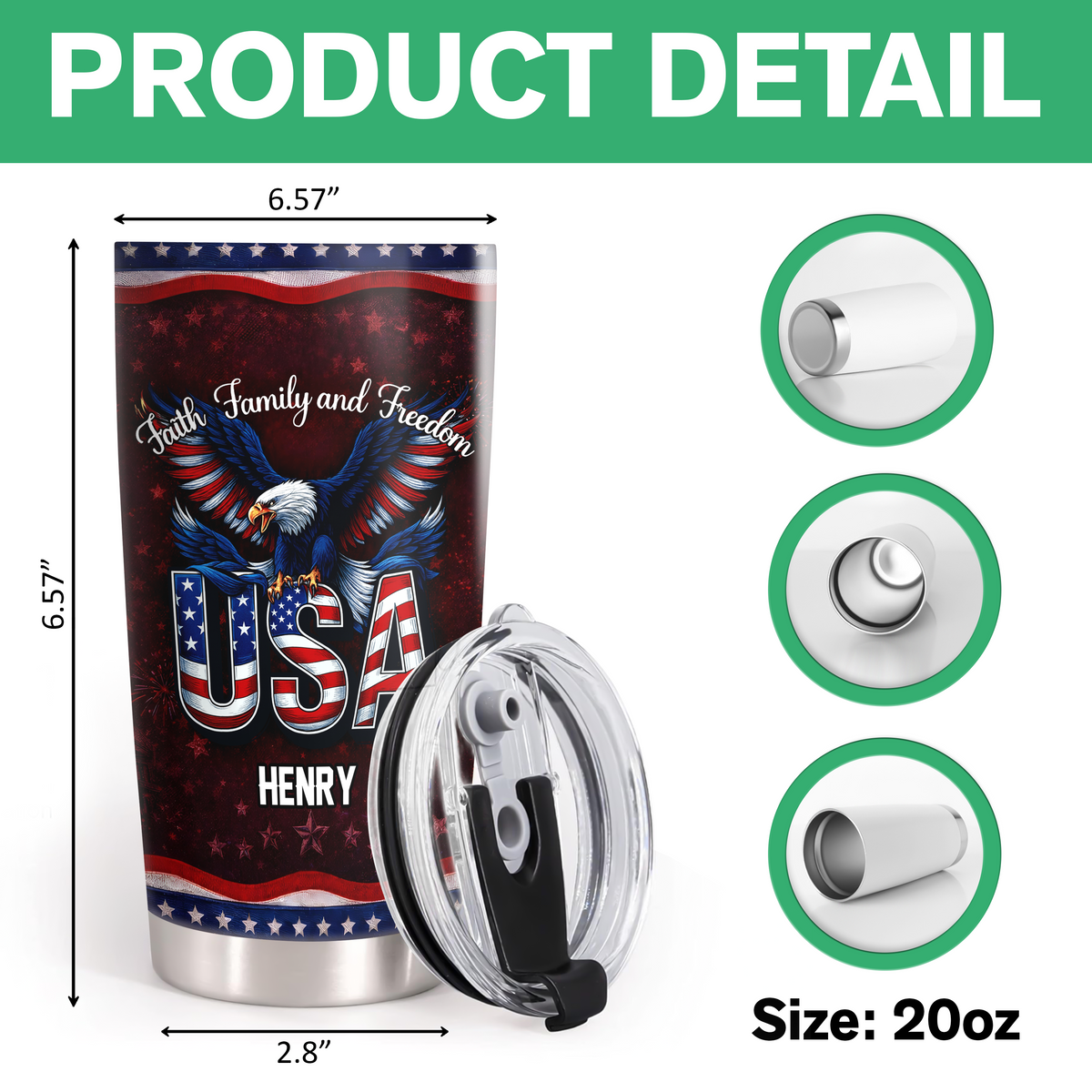 Custom Name Faith, Family & Freedom America 250 Years Anniversary Fat Tumbler 1776–2026 CH07 910590