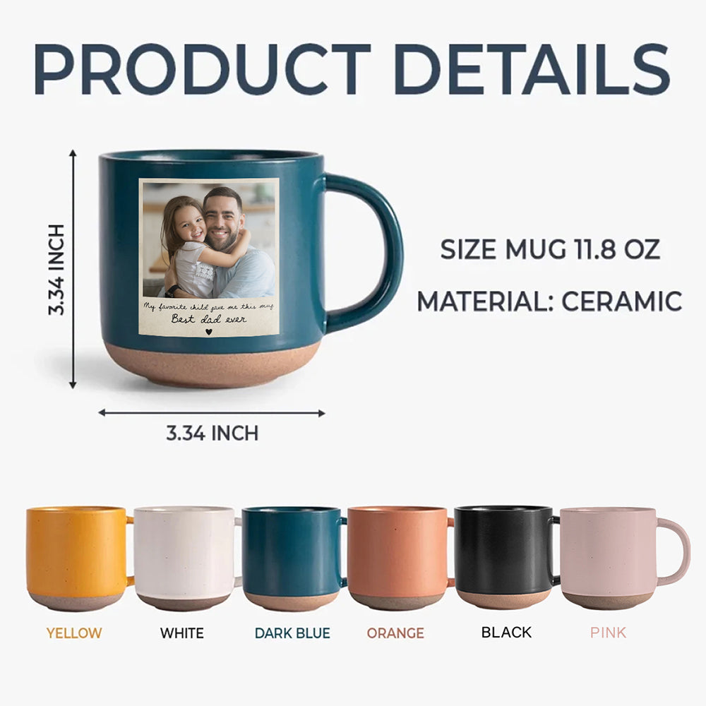 Custom Photo Dad And Kid Pottery Mug - Personalized Father’s Day Gift HO82 902382