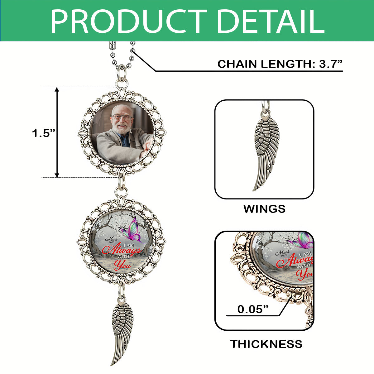Custom Photo I'm Always With You Memorial Hanging Ornament With Charm TH10 892507