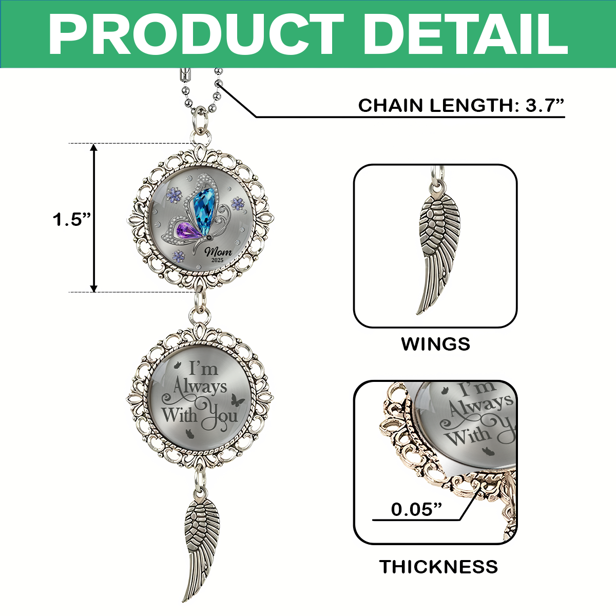 Forever In My Heart Personalized Memorial Hanging Ornament With Charm HA75 891982