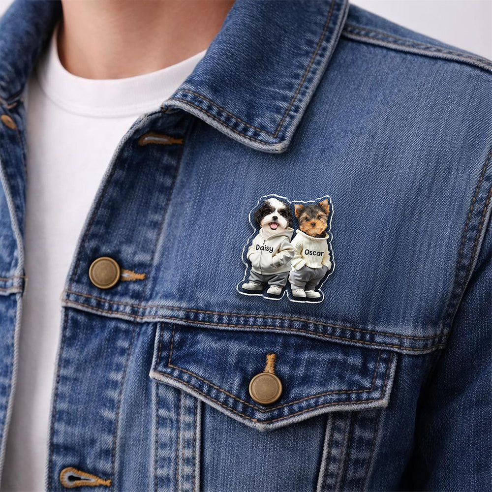 Custom Face Cute Dog Acrylic Pin For Dog Dad Dog Mom CH07 911074