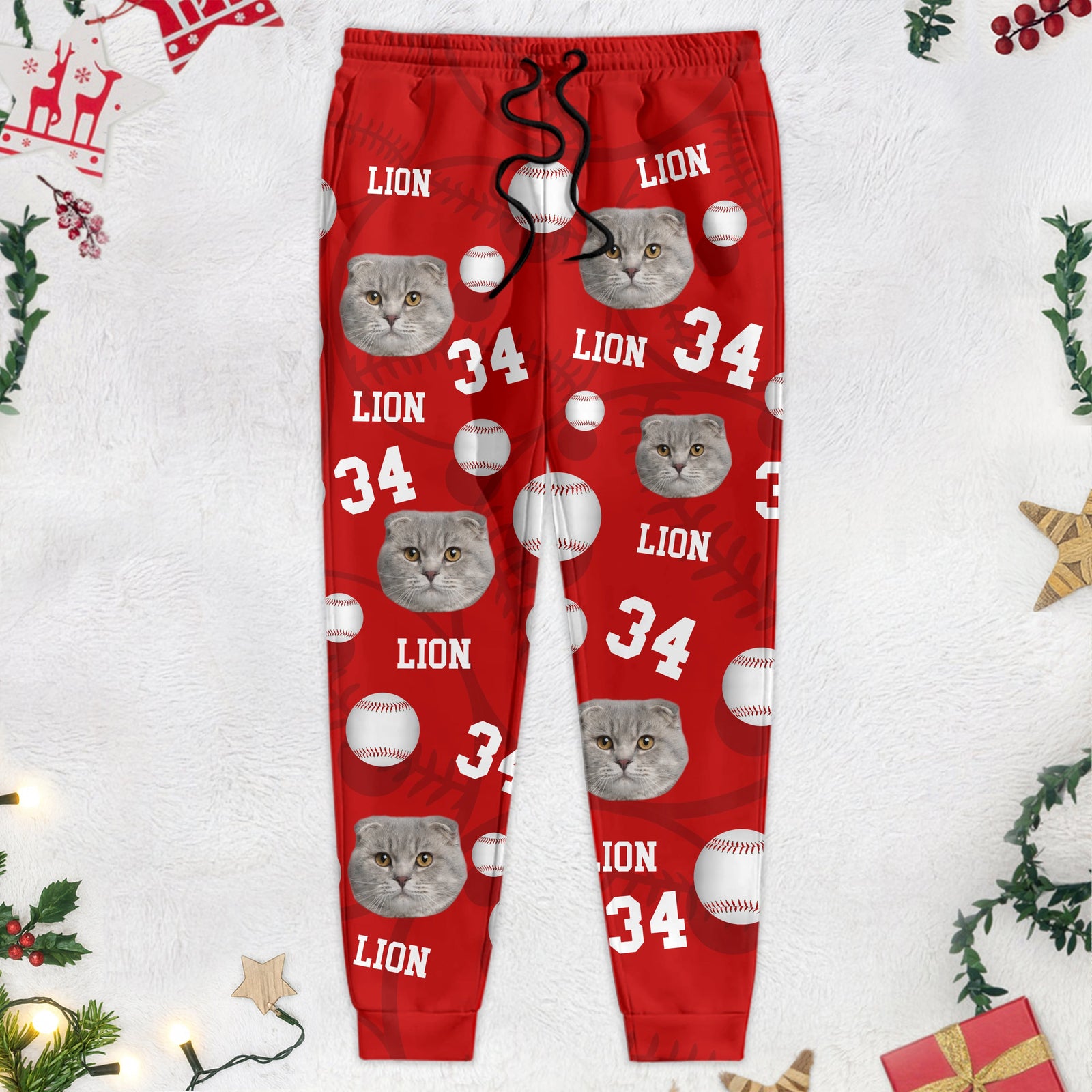 Custom Dog Cat Photo With Baseball Pattern Sweatpants T286 888827