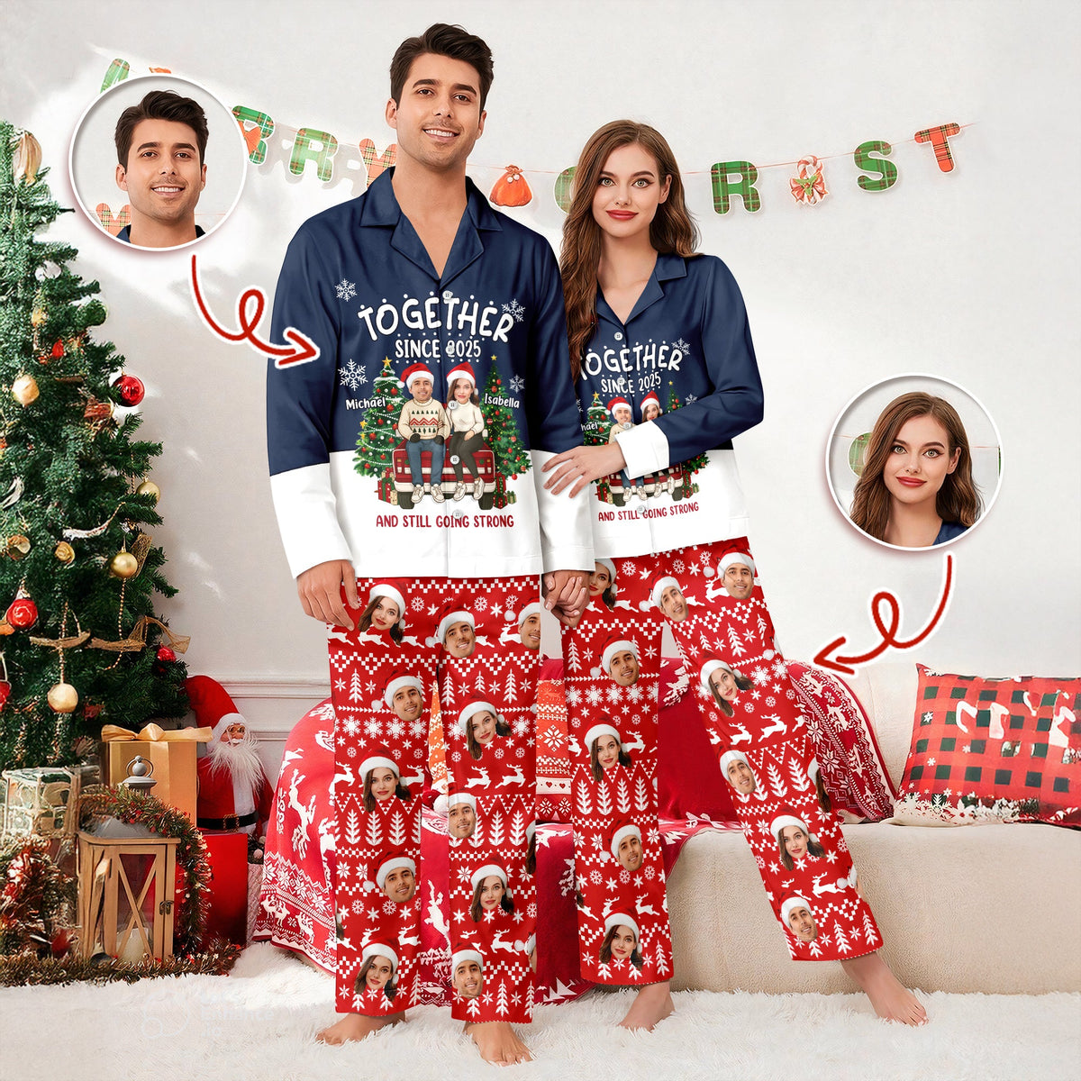 Custom Face Photo Together Since Pajamas For Couple TH10 896045