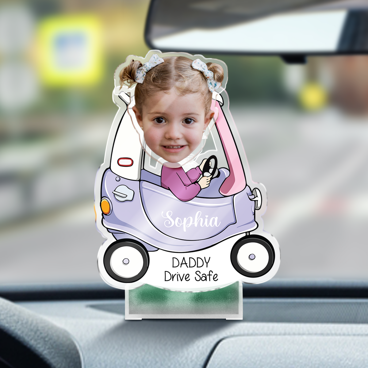 Custom Photo Father's Day Gift, Kids Face Bobblehead Gift for Dad, Drive Safe Daddy, Gift for New Dad Shaking Head Standee HO82 893830