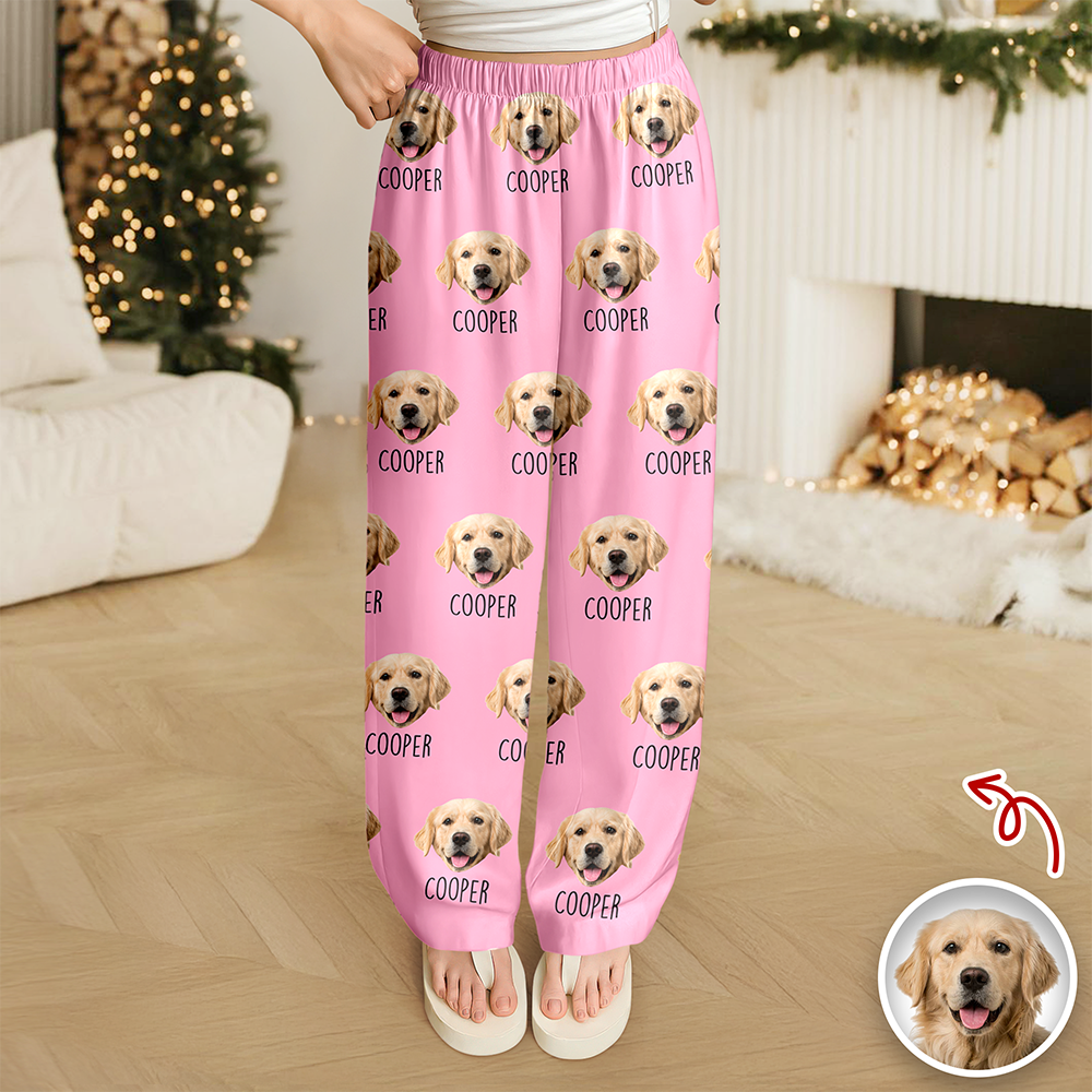 Custom Pet Portrait Pajama Pants – Personalized Dog/Cat/Person Photo & Name Gift TH10 894973