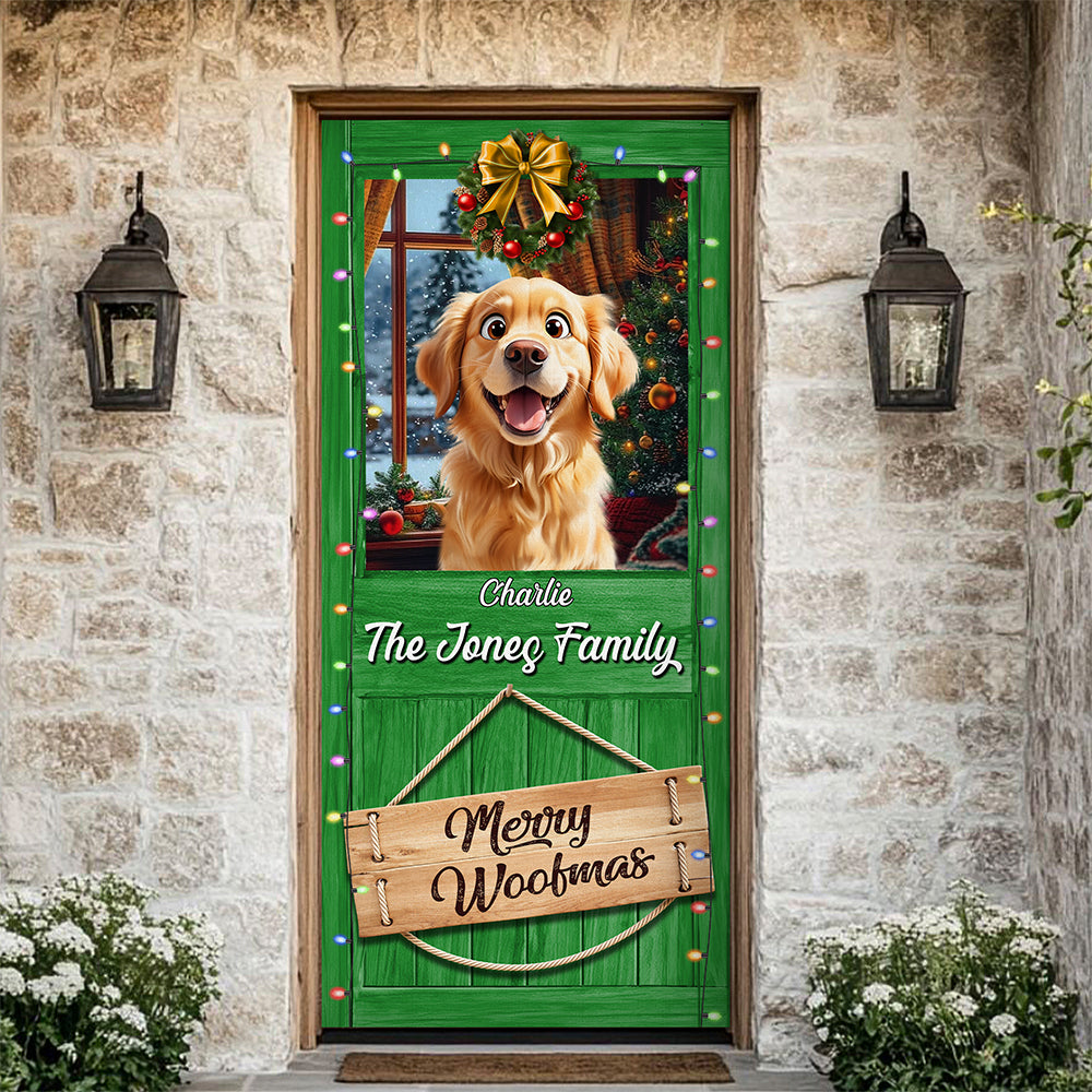 Custom Cute 3D Dog Merry Woofmas Christmas Decoration Door Cover LM32 897121
