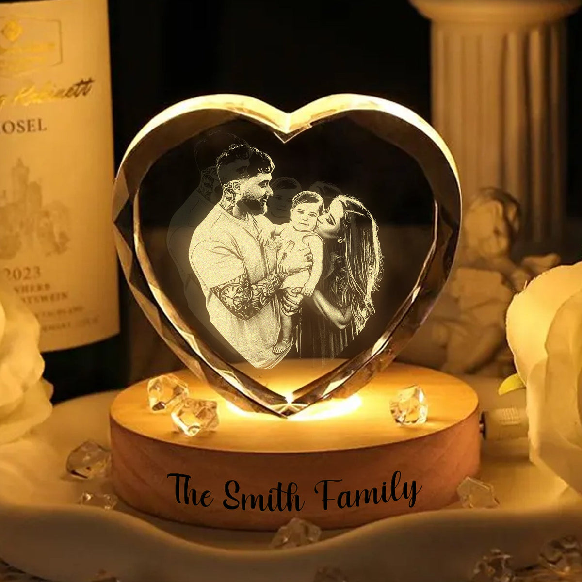 Custom Family Photo Engraved Crystal Photo With Light HA75 898206