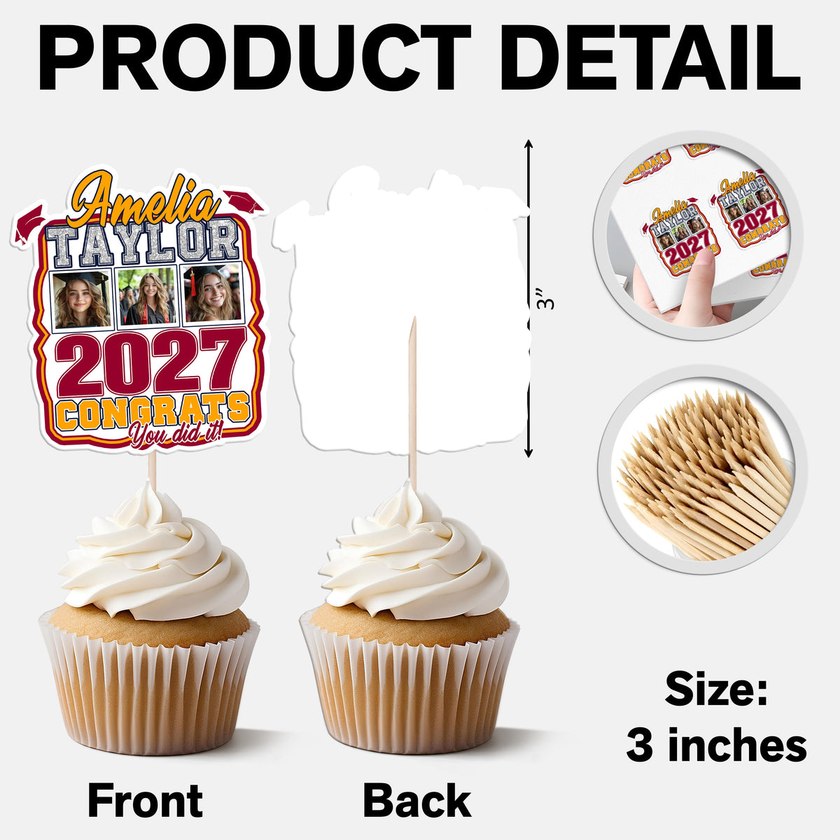 Custom Photo Graduation Favors Senior Night Cupcake Toppers HO82 893586